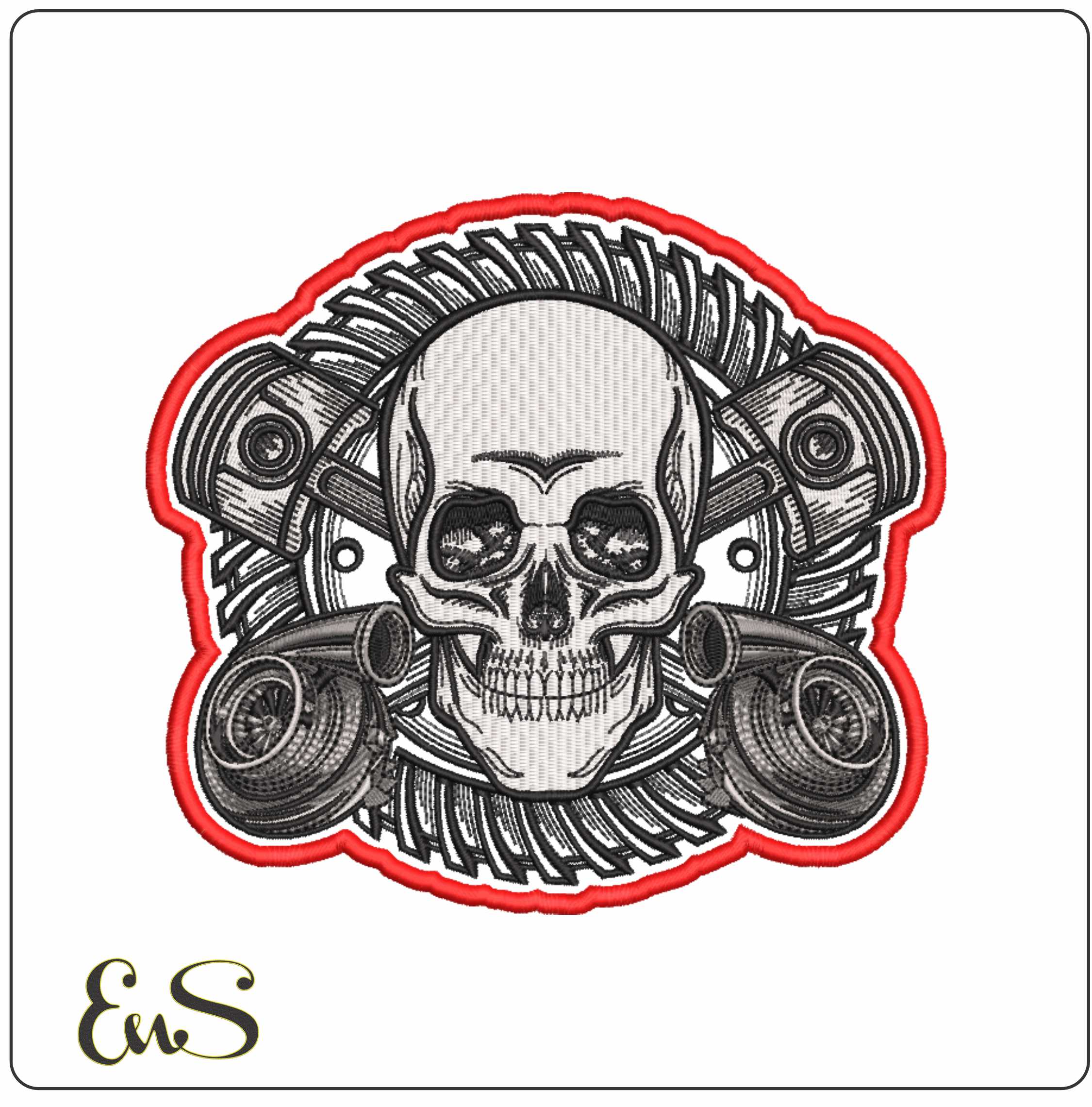 Pistons and Turbos- Elegant embroidery design file - instant download