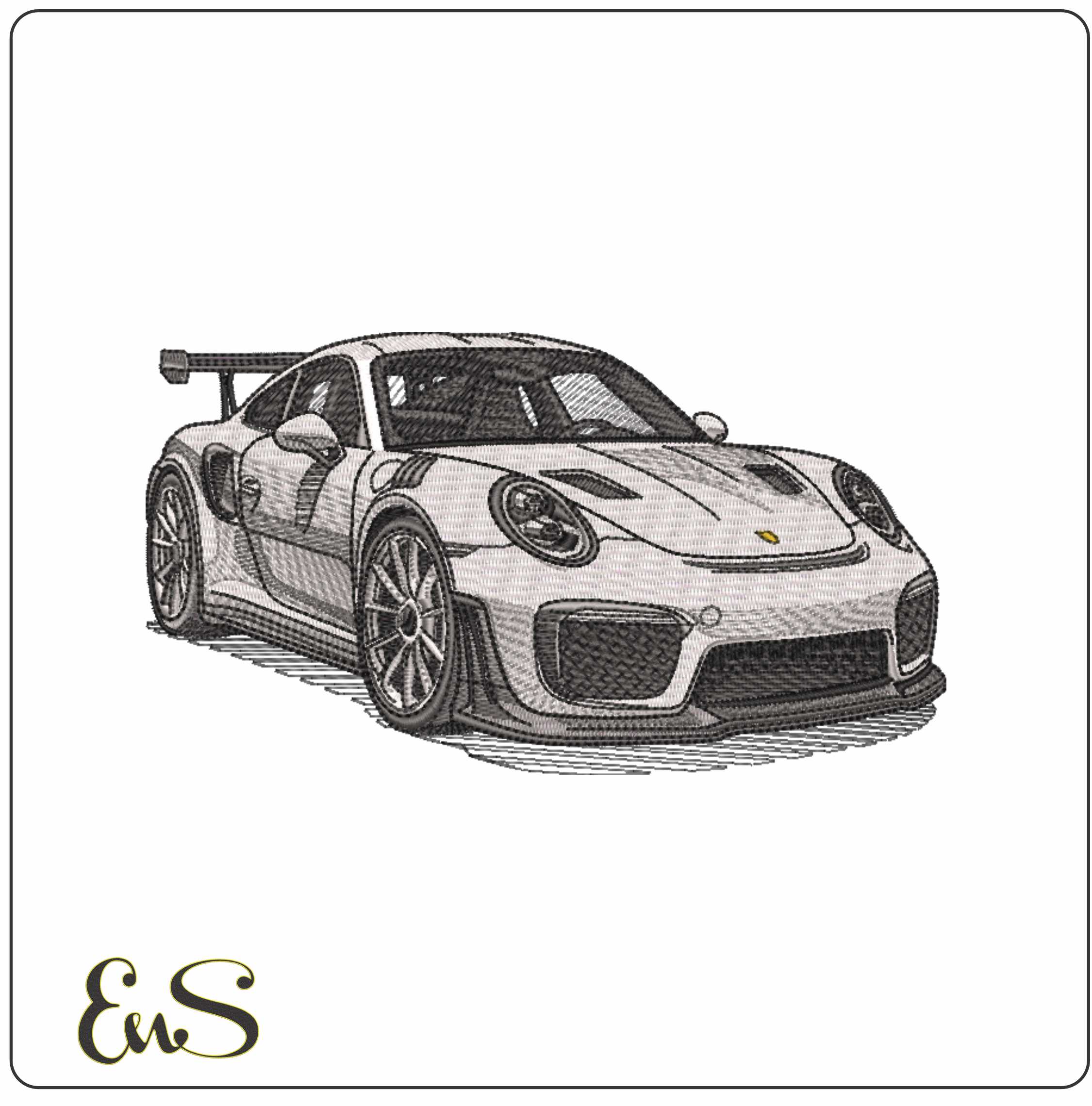 Porsche 911 side white- Elegant embroidery design file - instant download