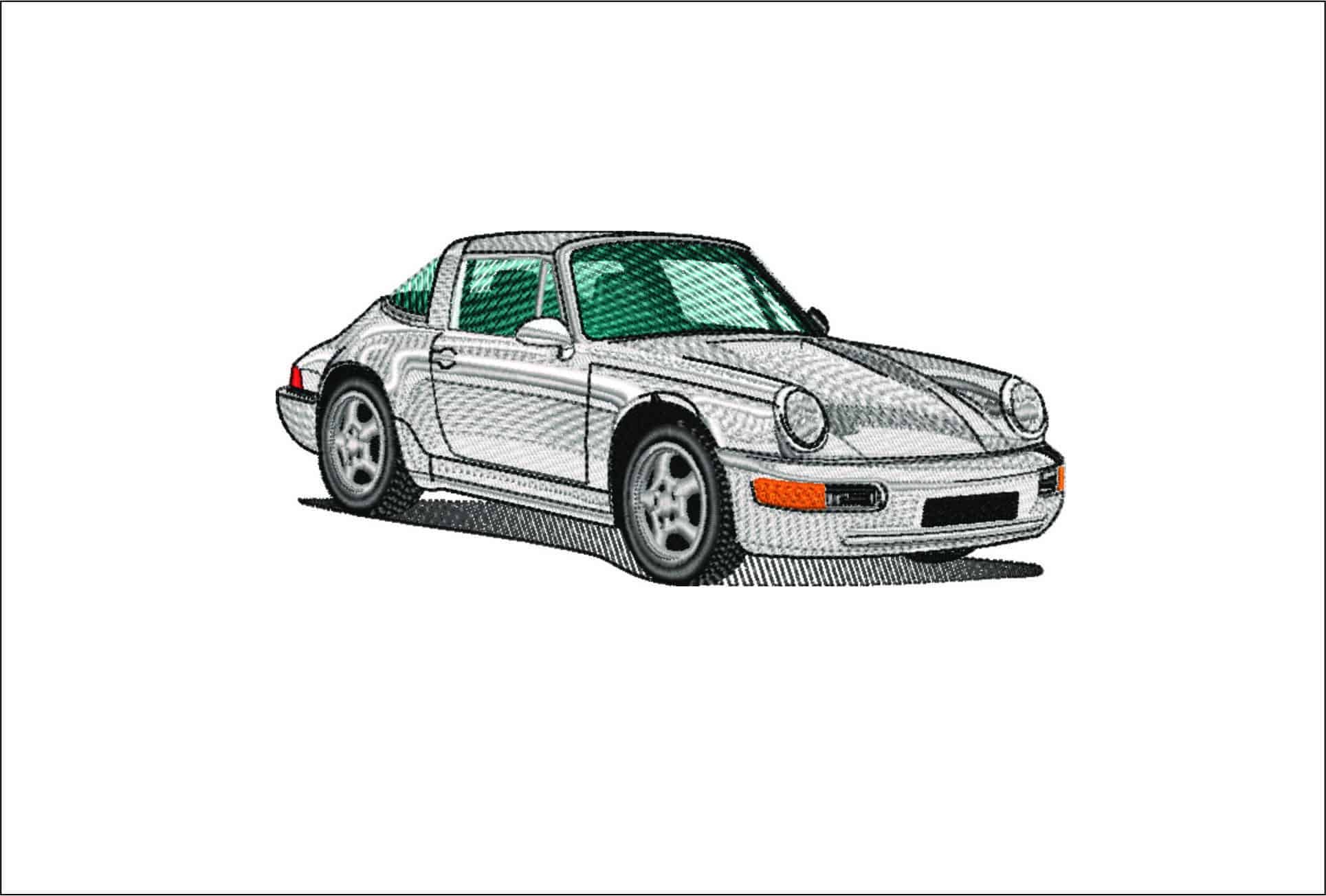 Porsche 964 white- Elegant embroidery design file - instant download