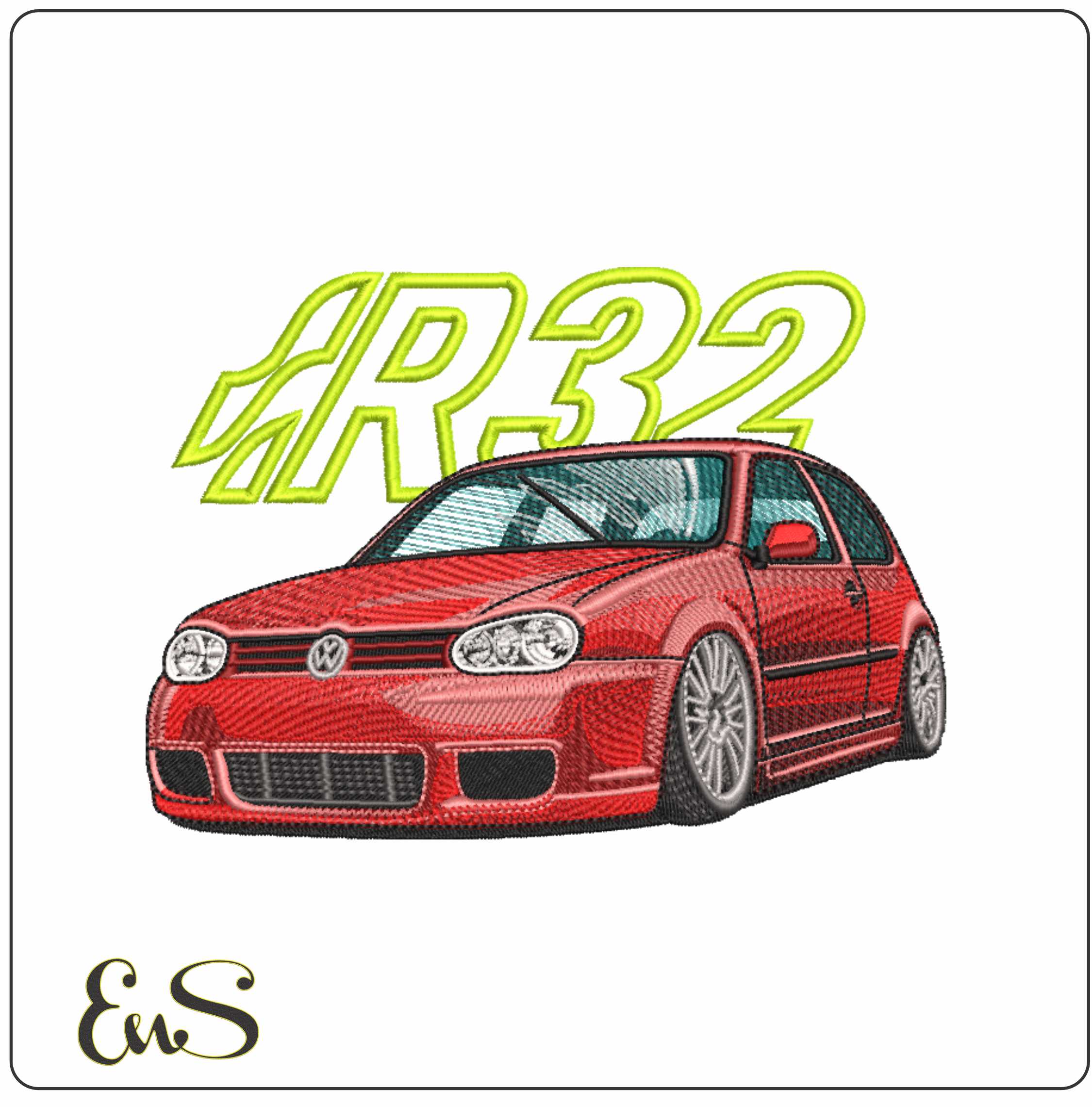R32 VW Golf- Elegant embroidery design file - instant download