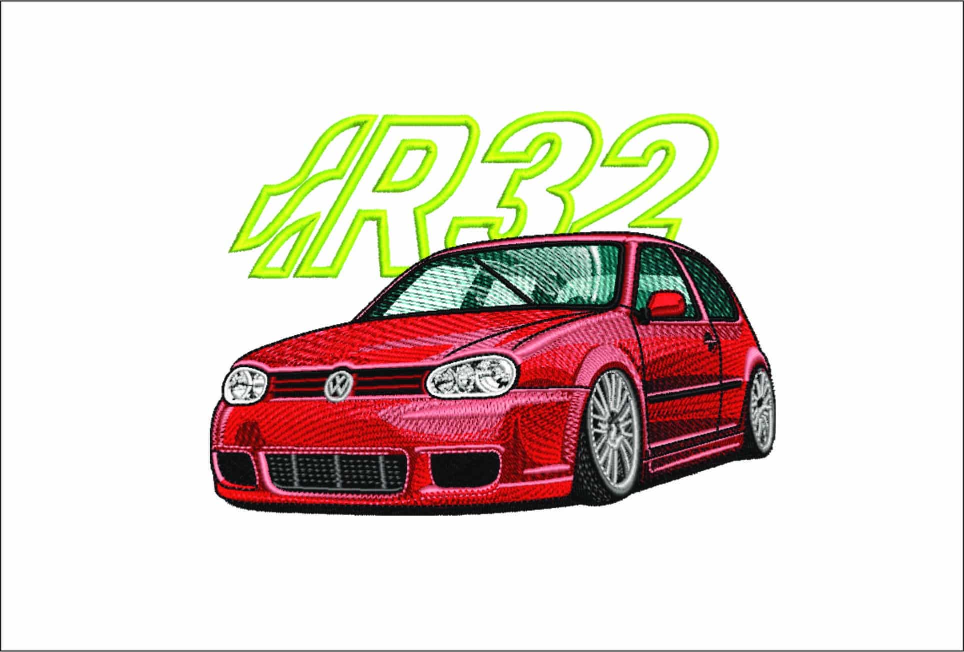 R32 VW Golf- Elegant embroidery design file - instant download