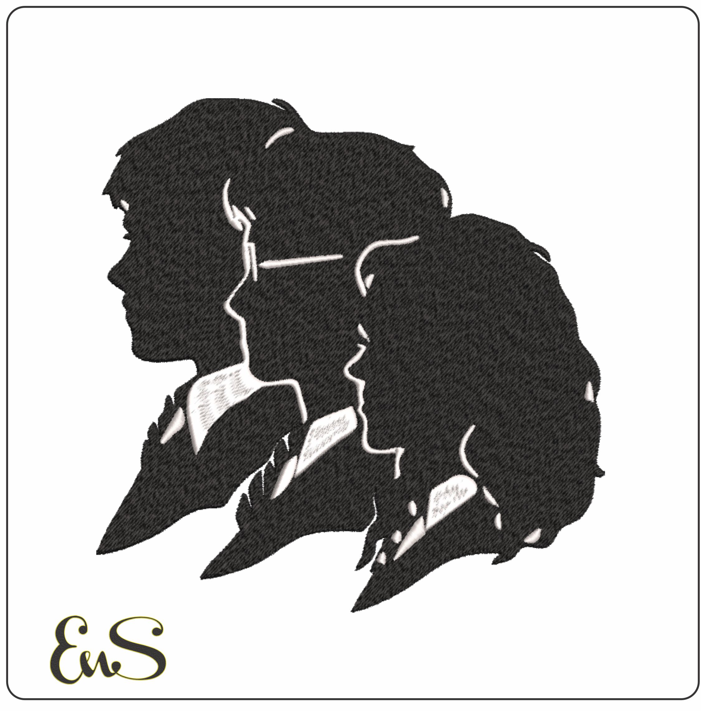 Harry Potter Hermione and Ron Silhouette - Unique Harry Potter Design - High Quality embroidery design file - instant download