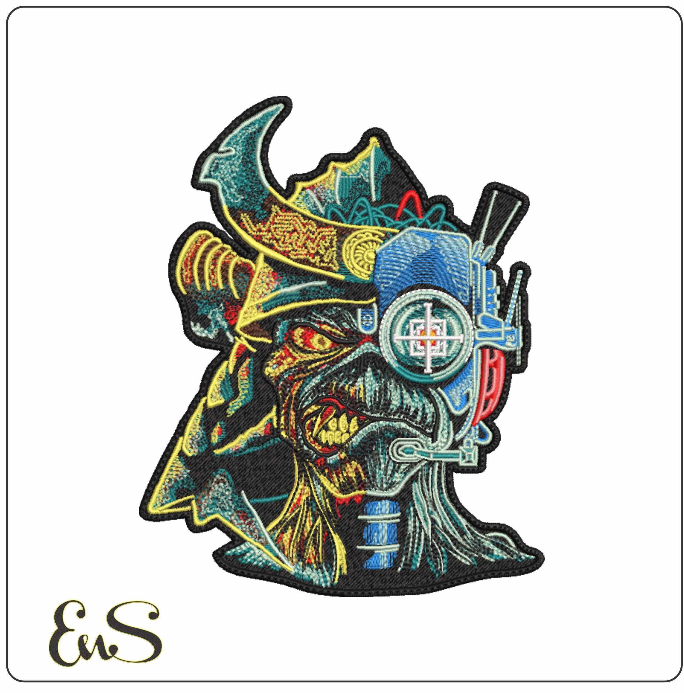 Samurai Eddie Iron Maiden- Elegant embroidery design file - instant download