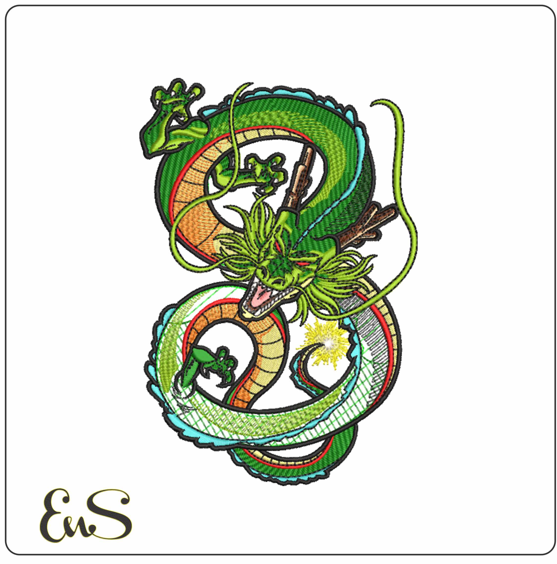 Sheng Long Dragon Ball- Elegant embroidery design file - instant download