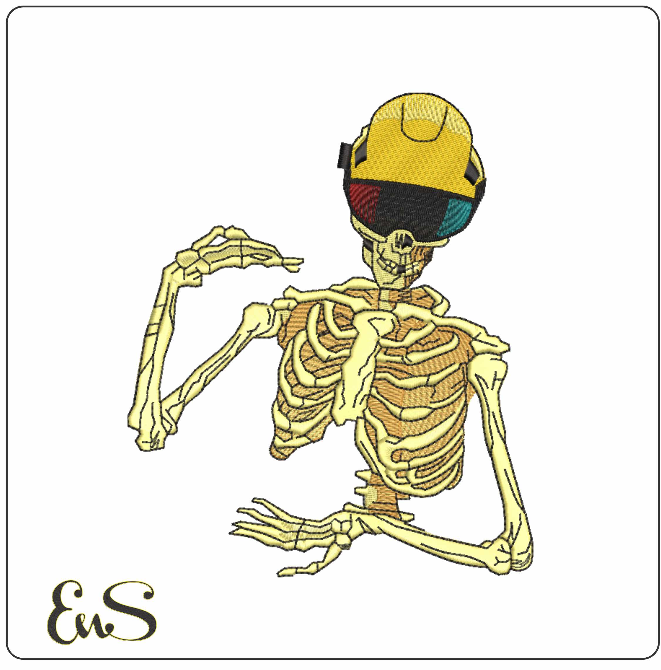 Skeleton Holding- Elegant embroidery design file - instant download