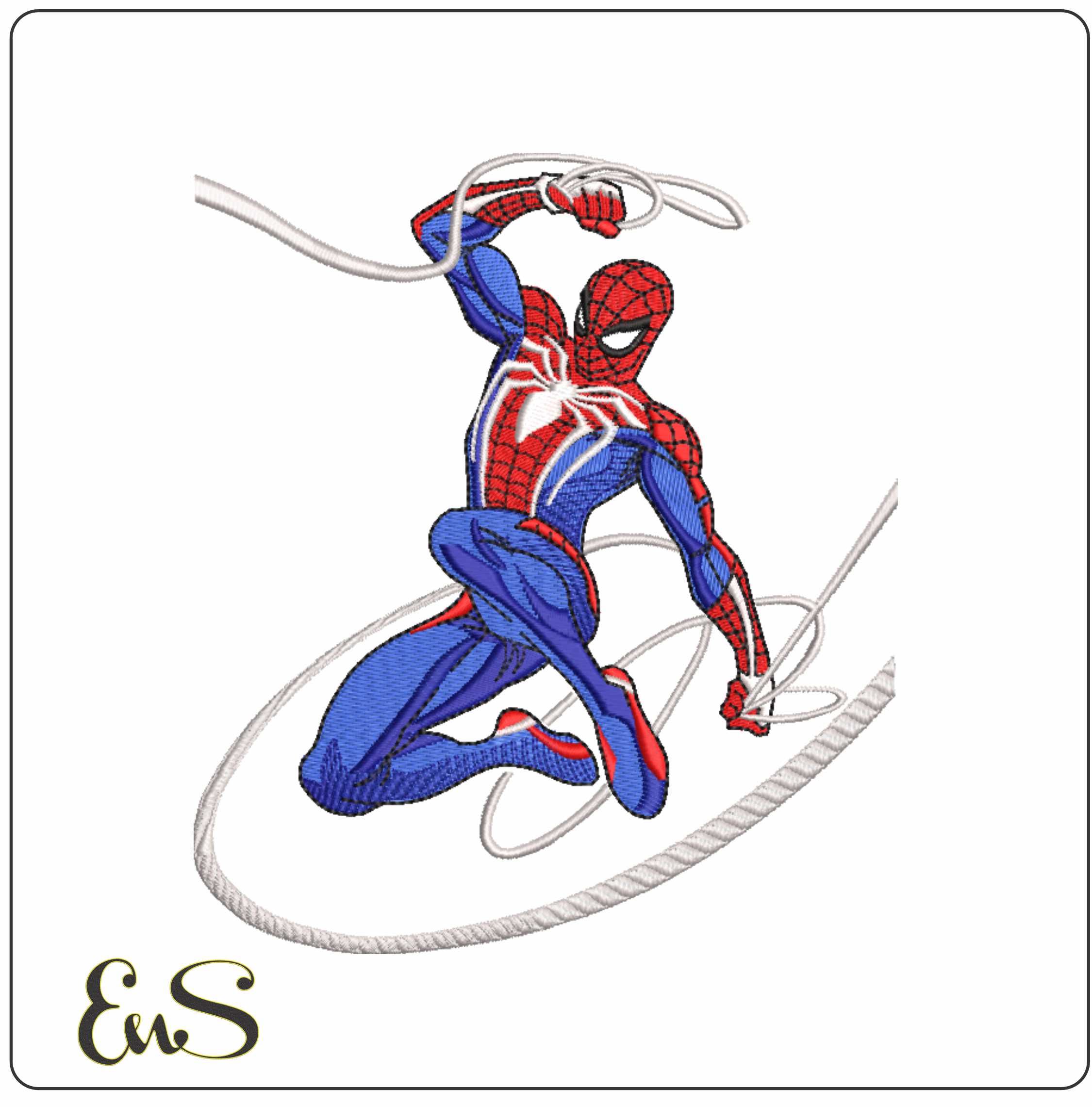 Spiderman swinging on web- Elegant embroidery design file - instant download