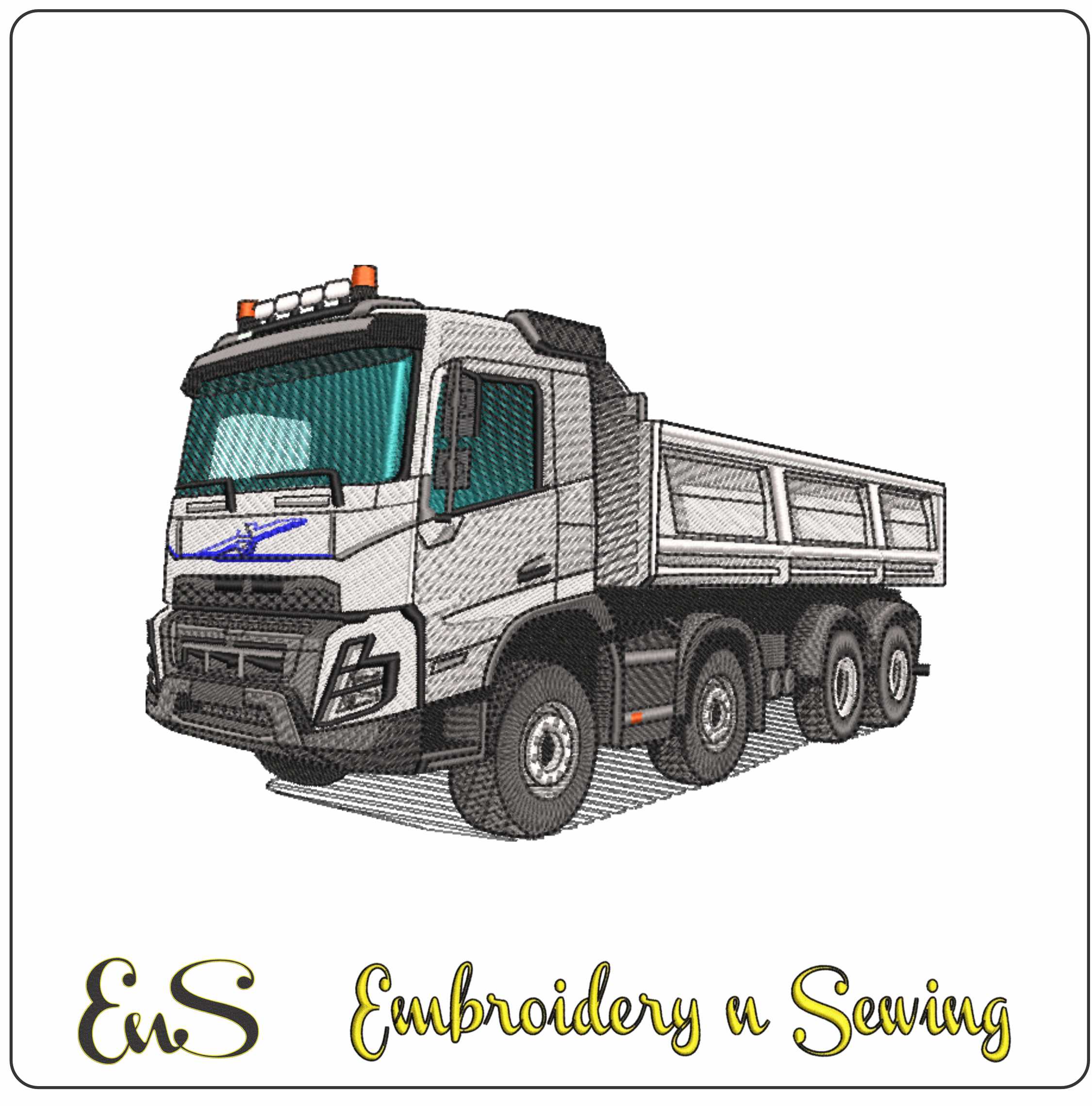 Volvo Consrtuction Truck- Elegant embroidery design file - instant download
