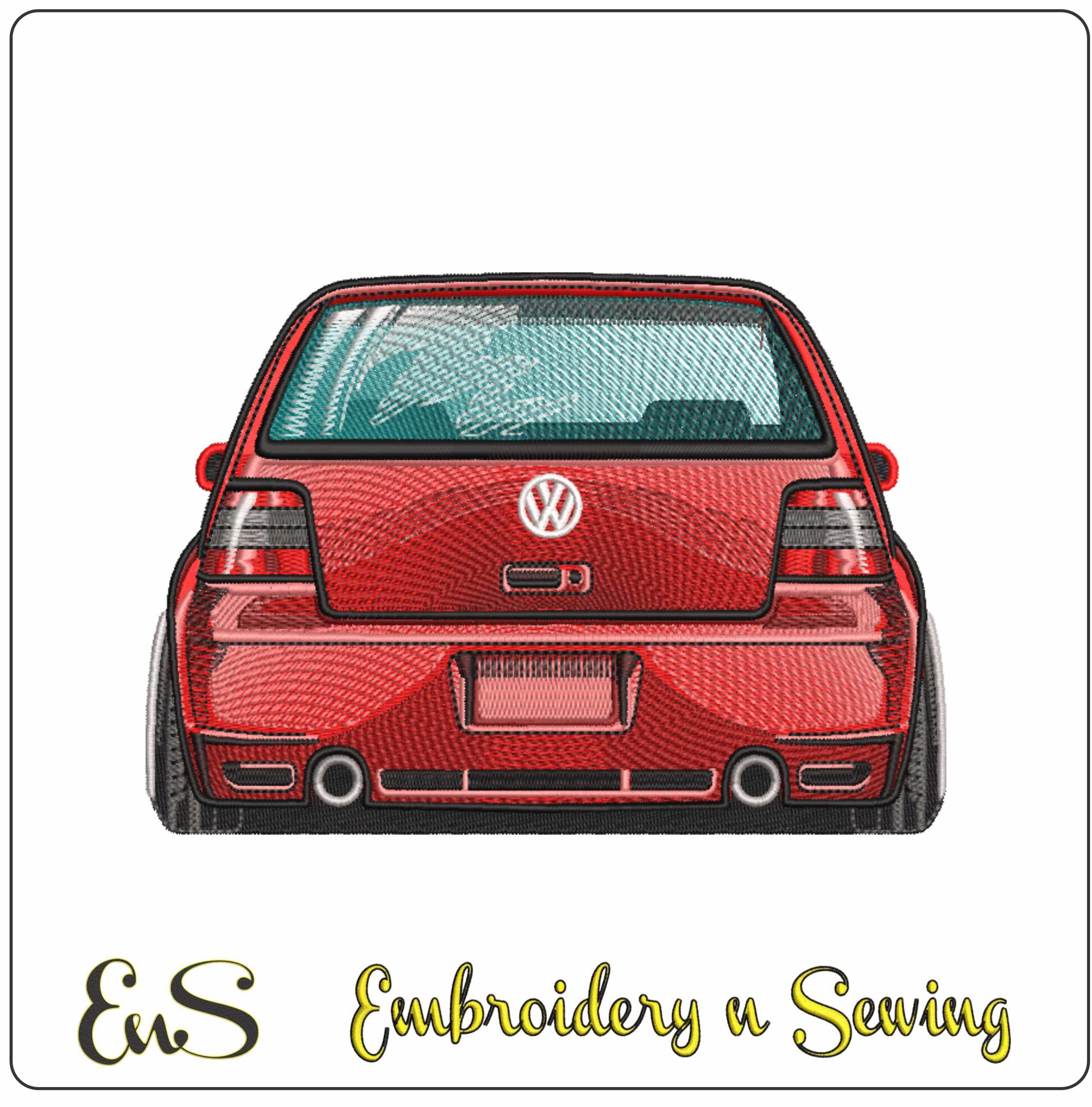 VW Golf GTI MK4 rear- Elegant embroidery design file - instant download