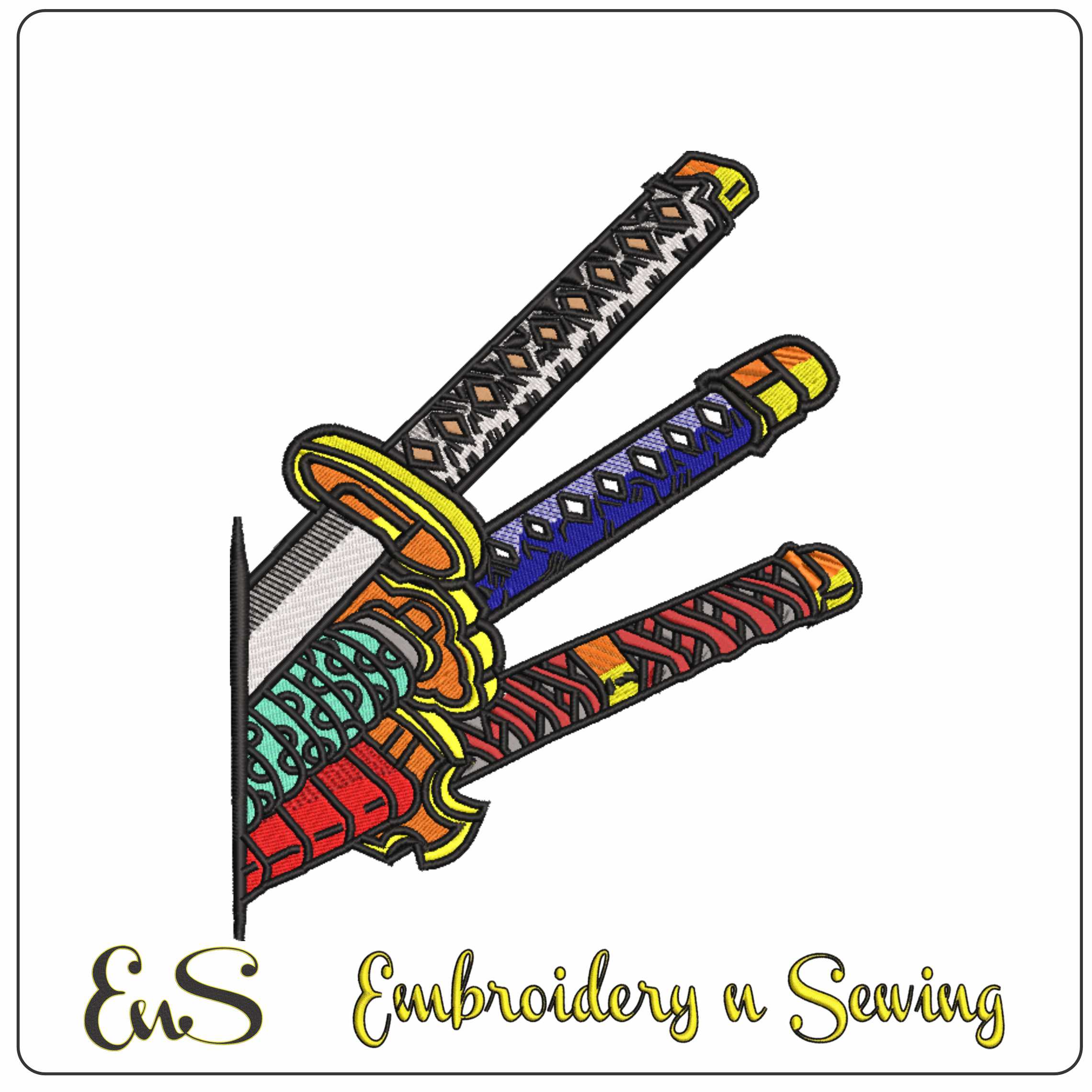 Zoro Swords- Elegant embroidery design file - instant download