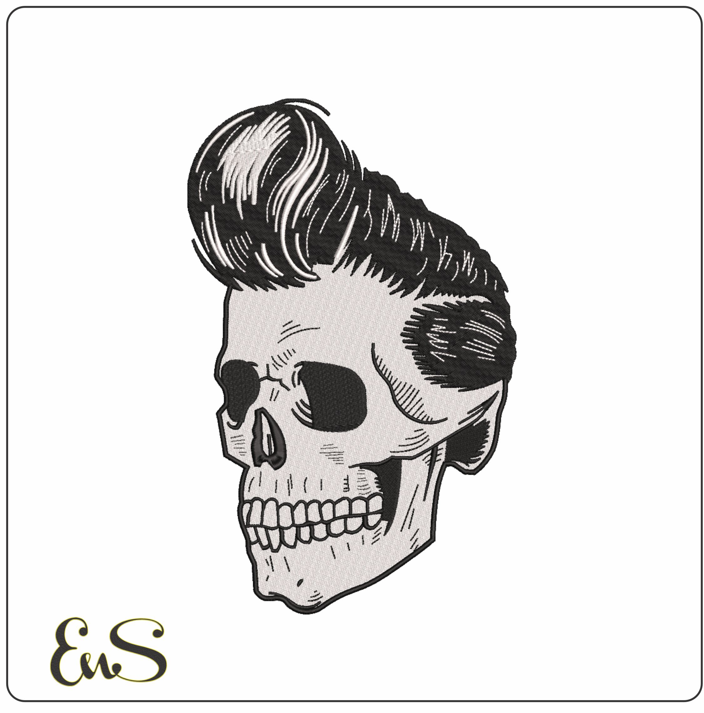 1950's Skull- Elegant embroidery design file - instant download