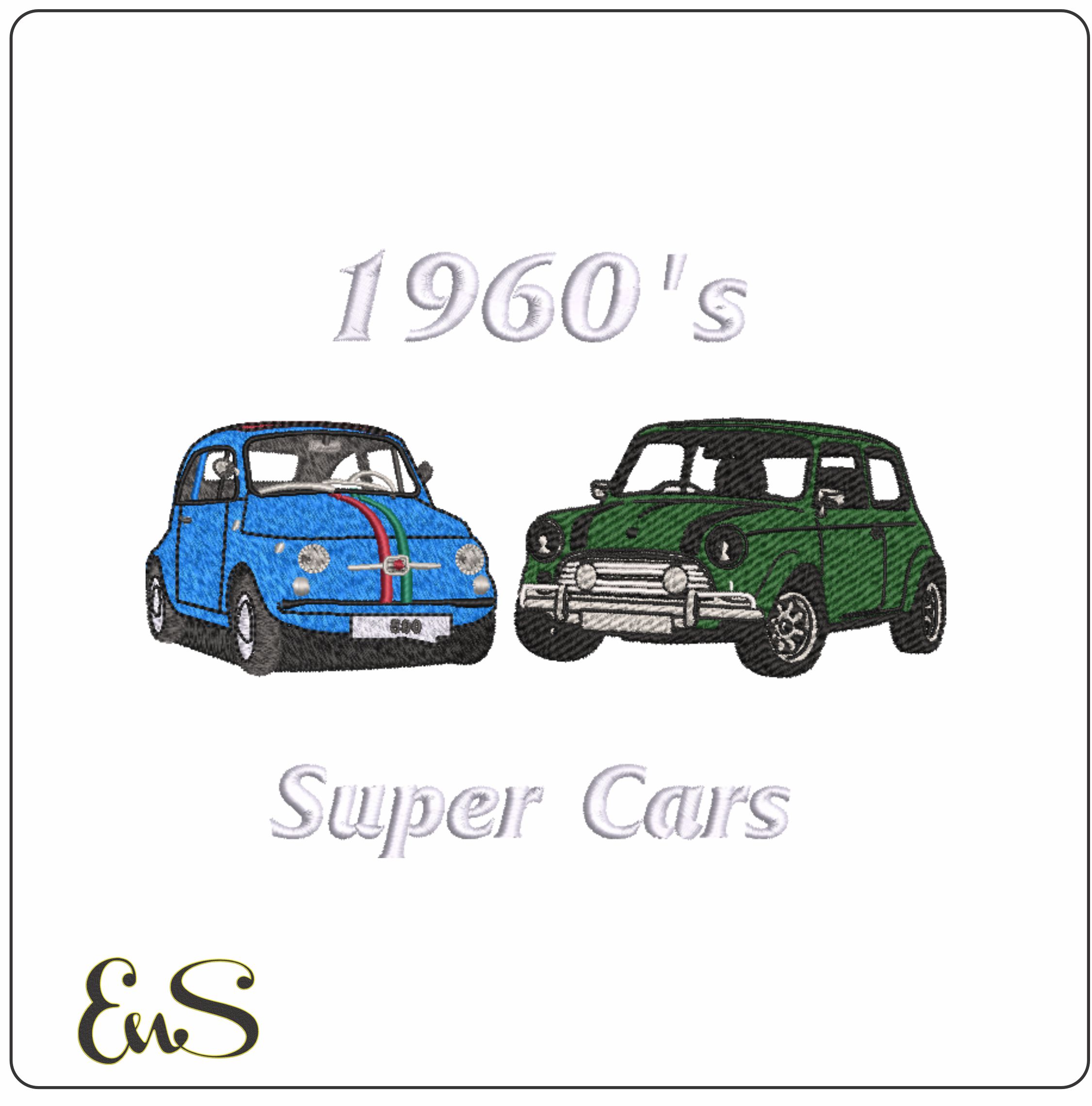 1960s Supercars- Elegant embroidery design file - instant download