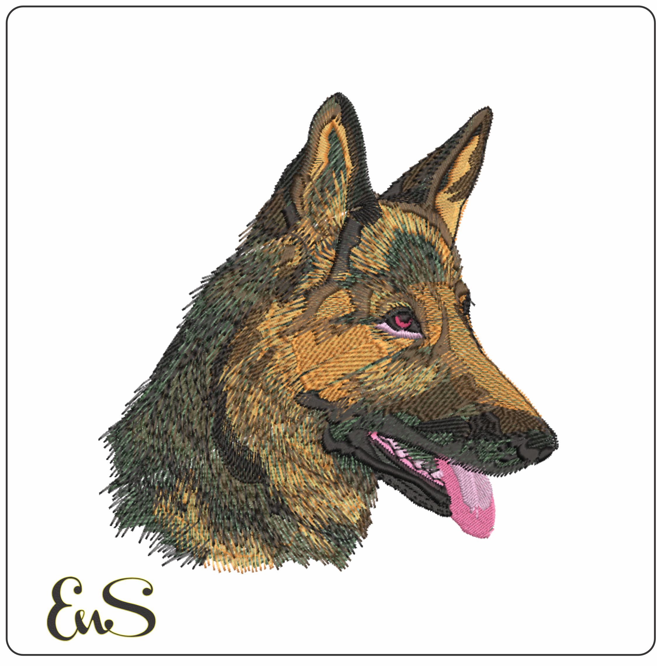 Alstian Dog Face- Elegant embroidery design file - instant download