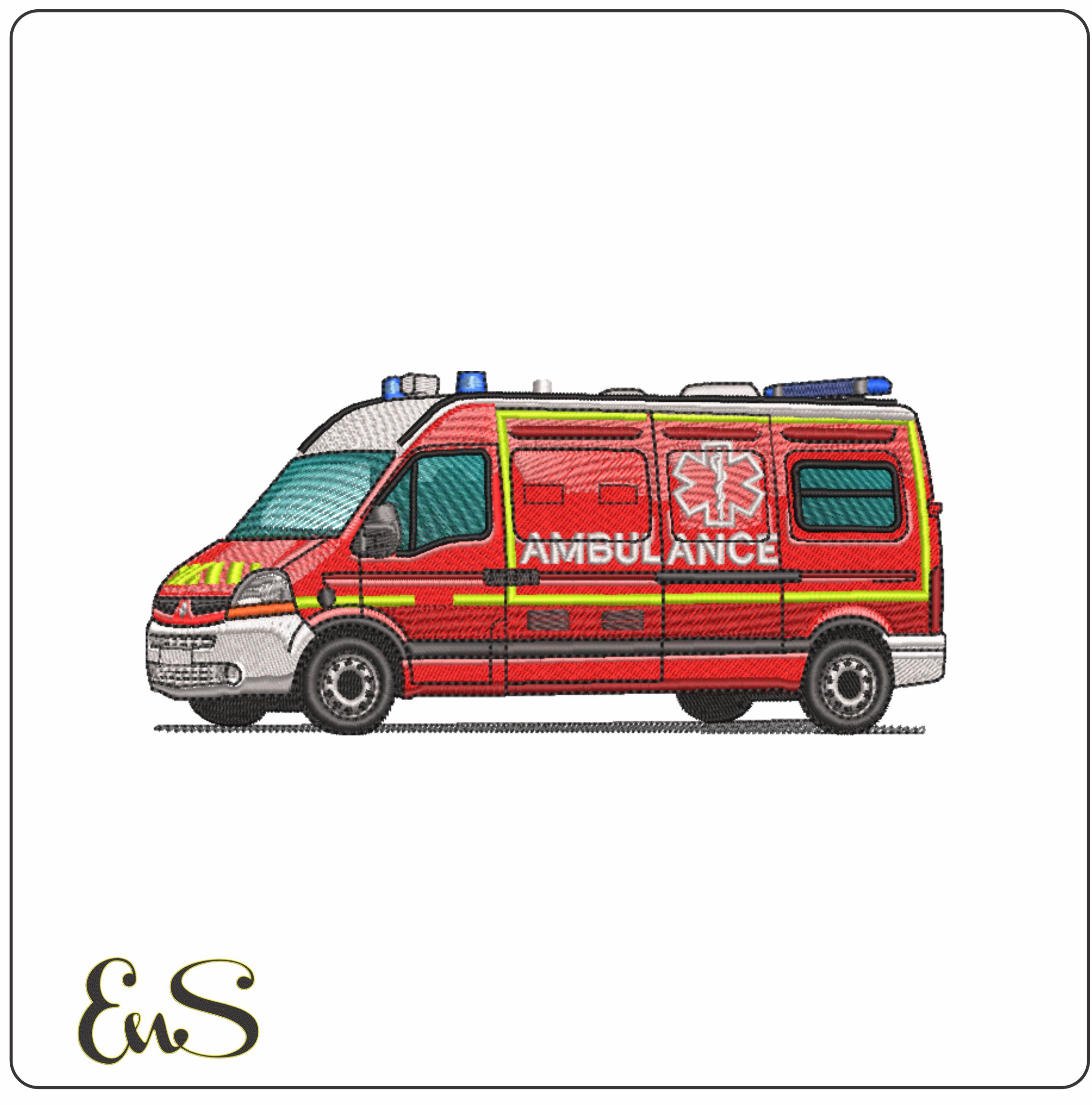 Ambulance- Elegant embroidery design file - instant download