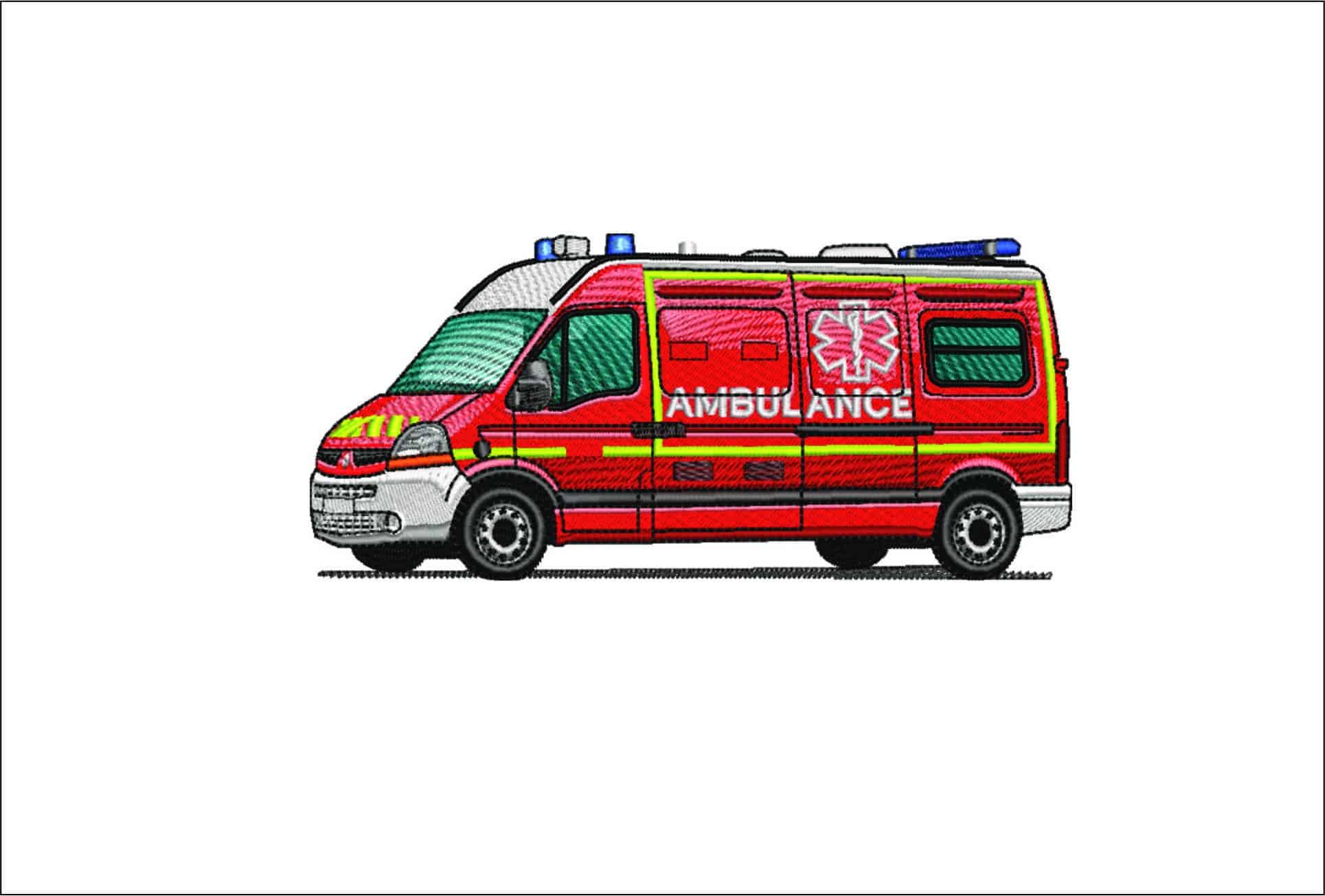 Ambulance- Elegant embroidery design file - instant download