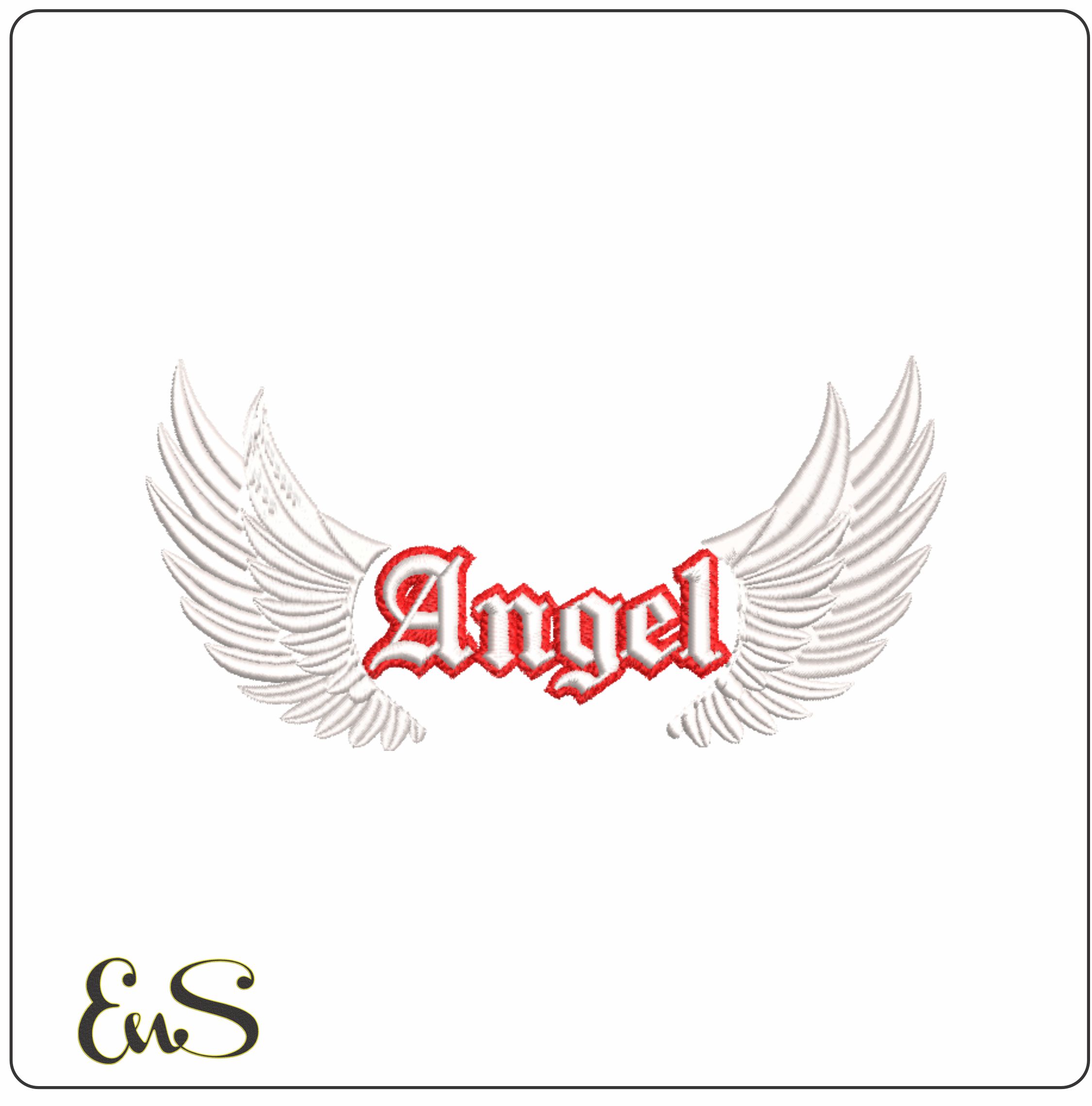 Angels Wings with text- Elegant embroidery design file - instant download