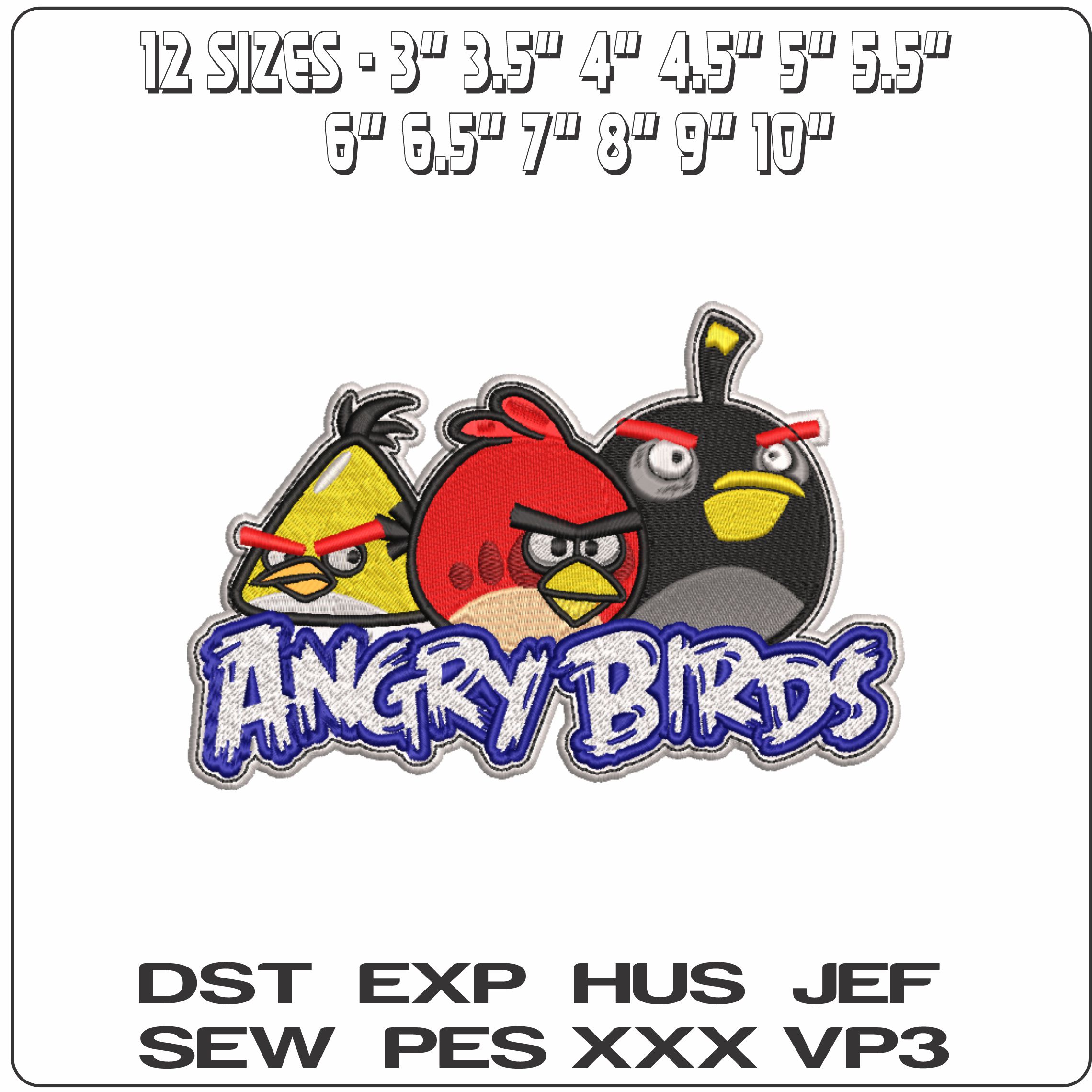Angry Bird- Elegant embroidery design file - instant download