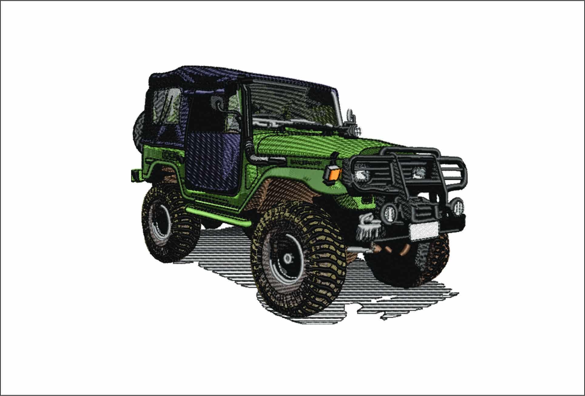 Army Jeep- Elegant embroidery design file - instant download