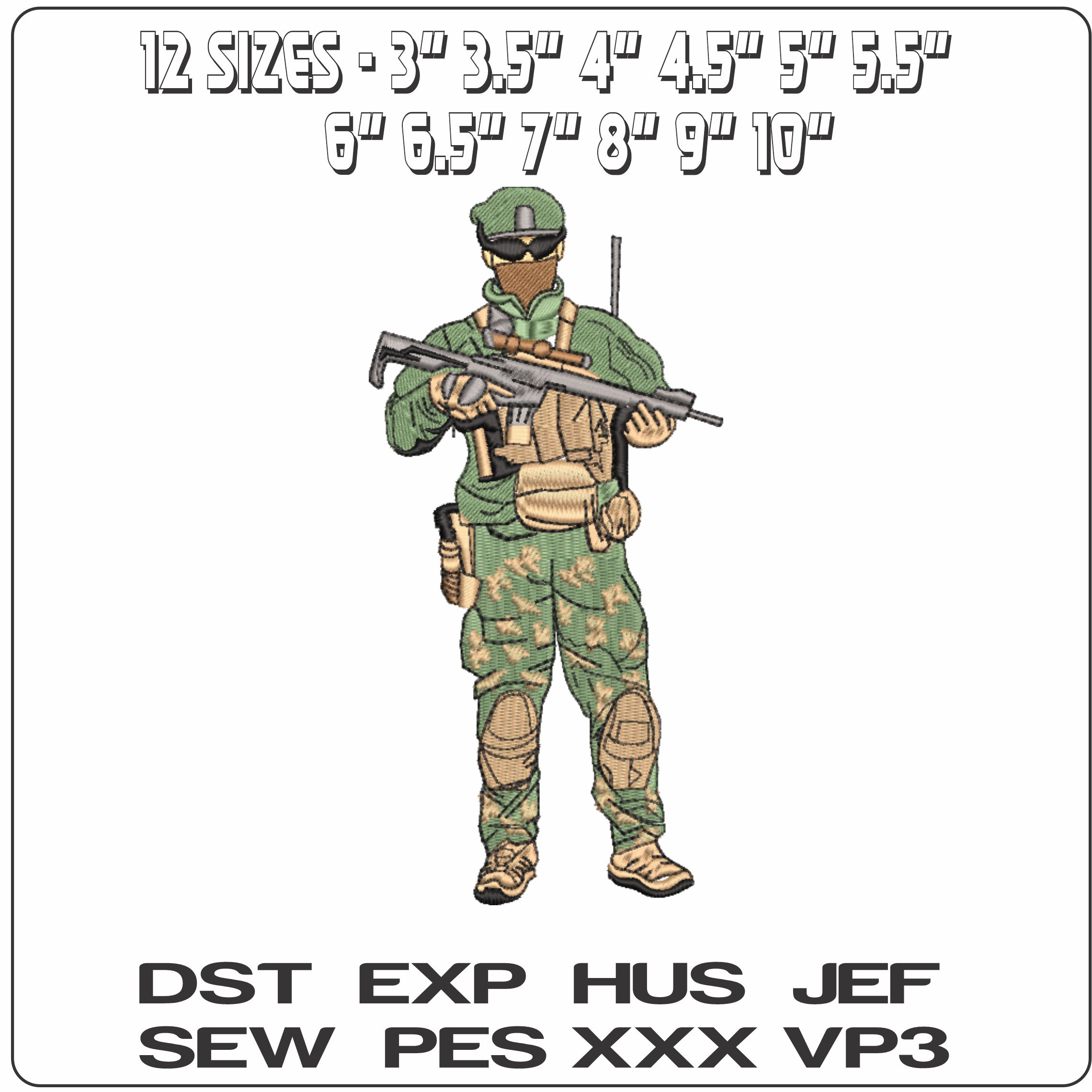 Army Ranger- Elegant embroidery design file - instant download