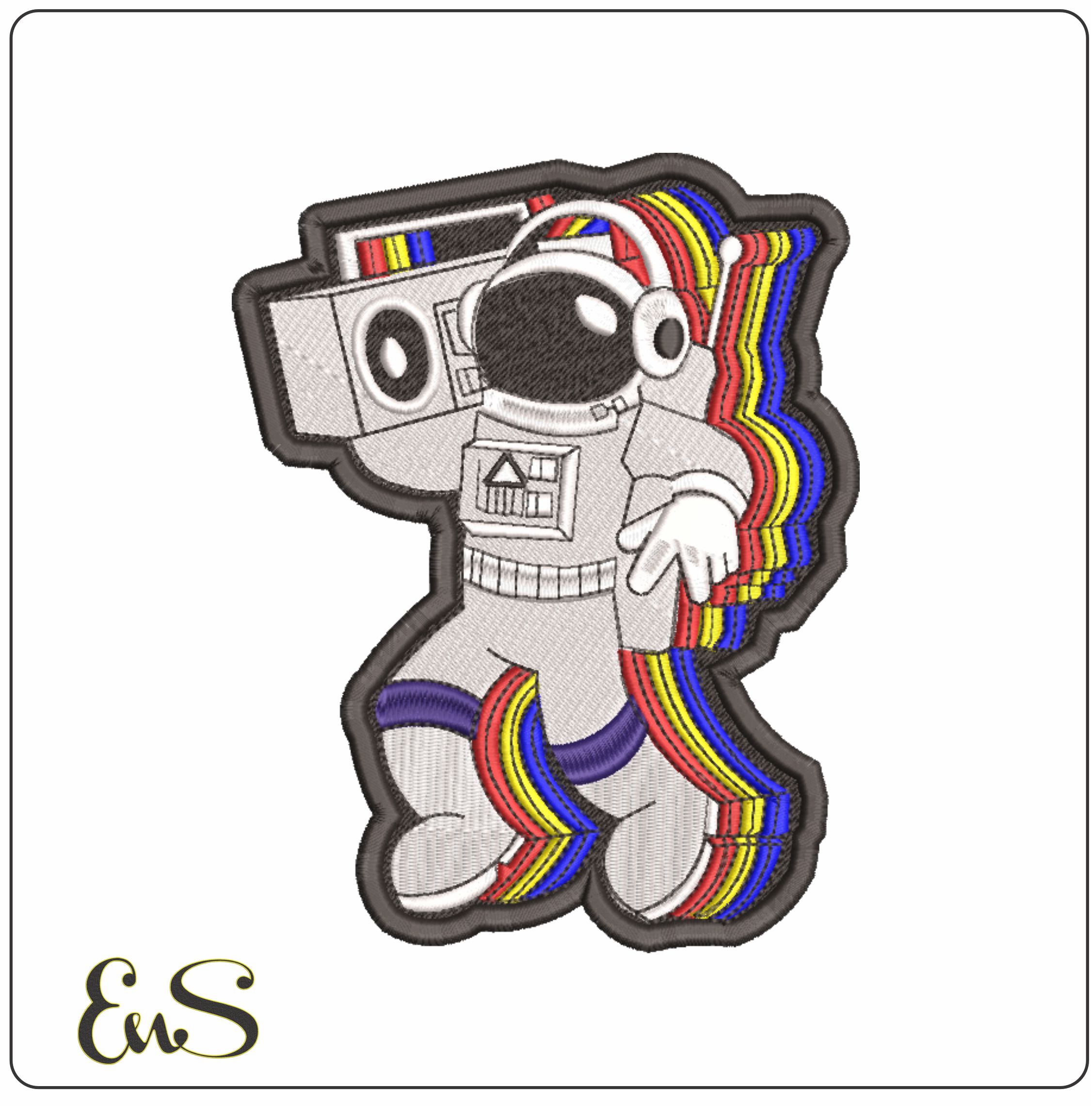 Astronaut with Boom Box MTV- Elegant embroidery design file - instant download