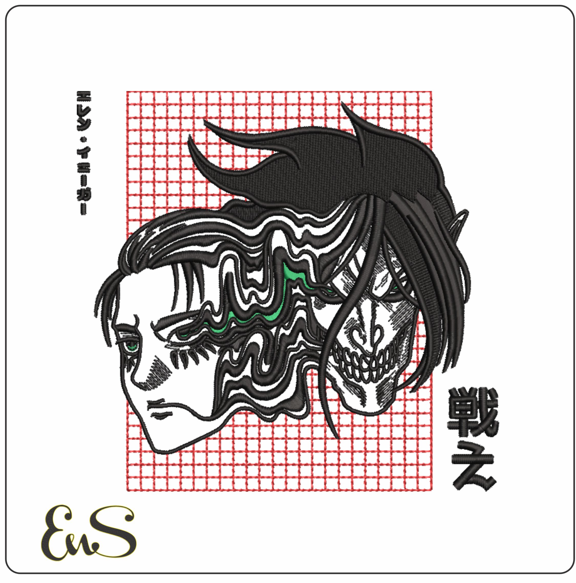 Attack on Titan Face warp - Anime- Elegant embroidery design file - instant download