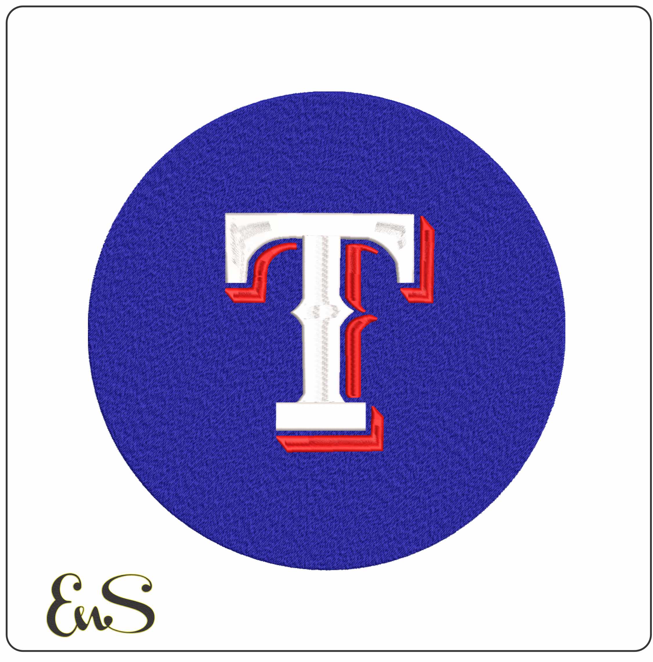 Texas Rangers Emblem- Elegant embroidery design file - instant download
