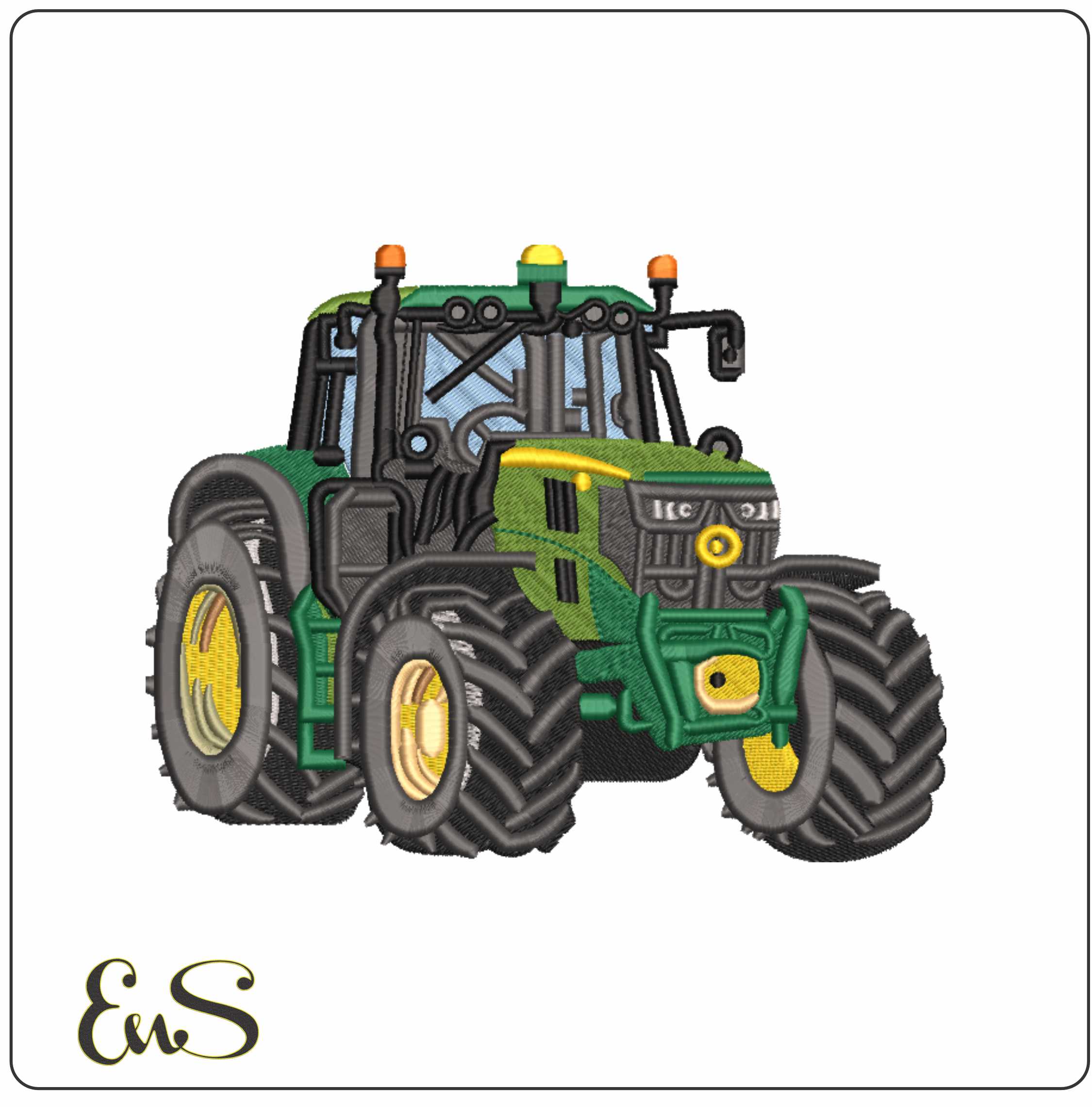 Basic Green John Deere Tractor- Elegant embroidery design file - instant download