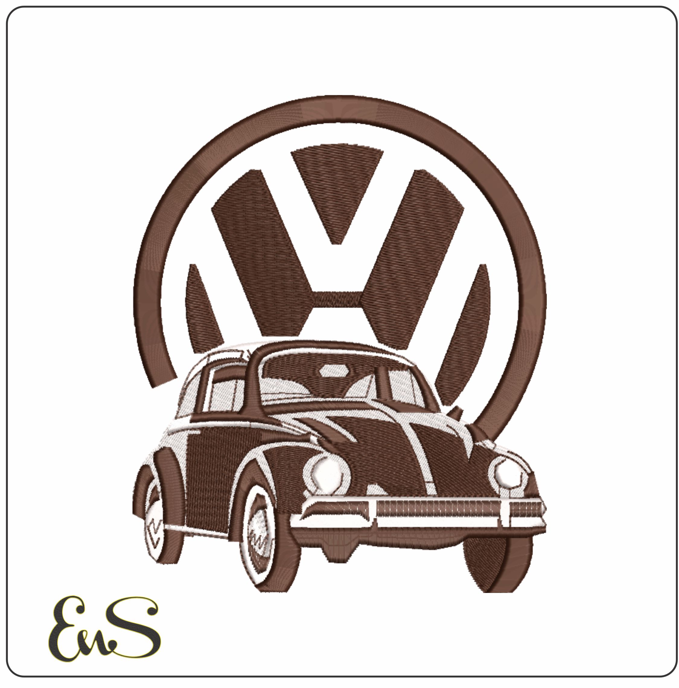 Beetle in VW sign- Elegant embroidery design file - instant download