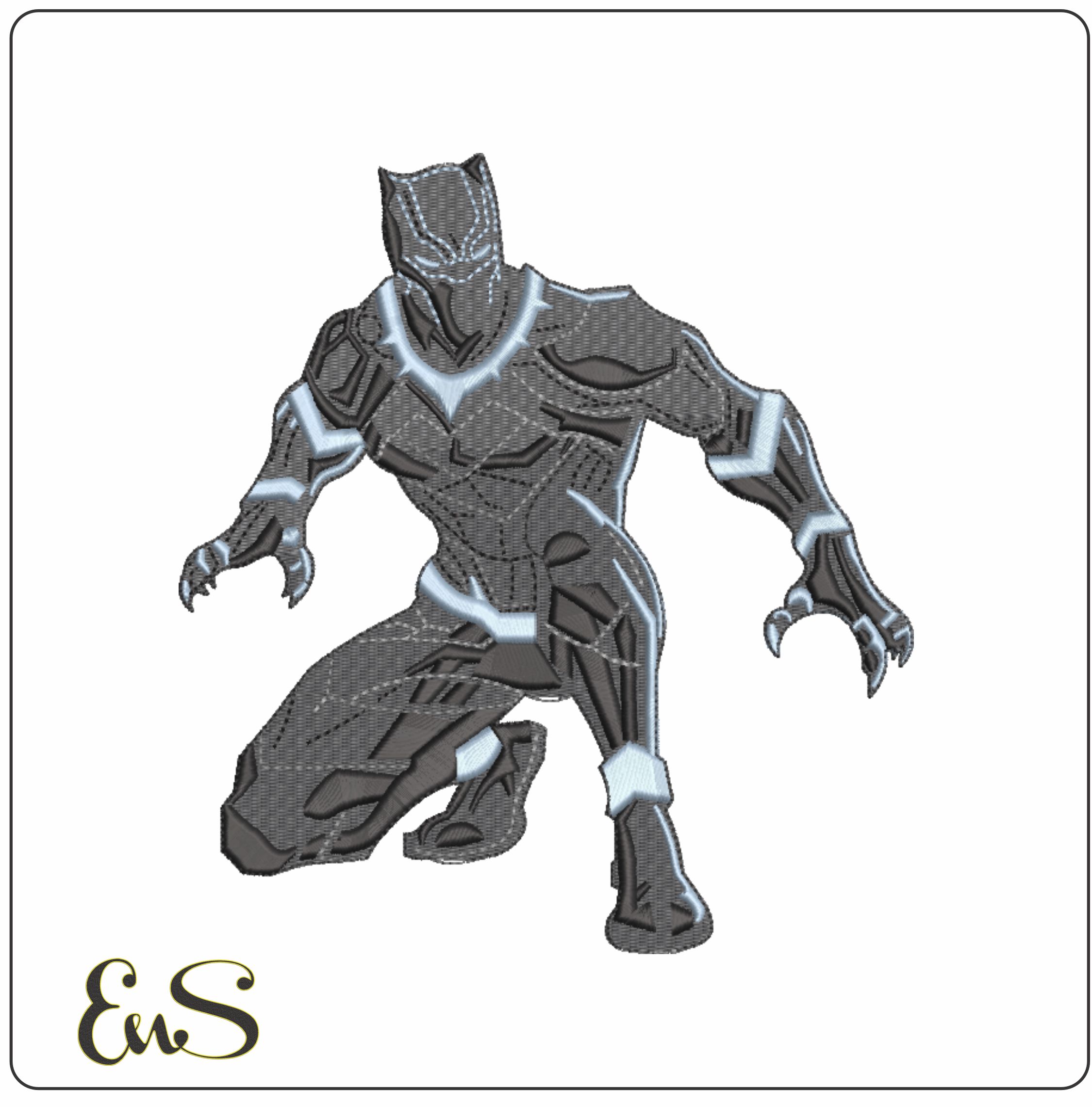 Black Panther- Elegant embroidery design file - instant download
