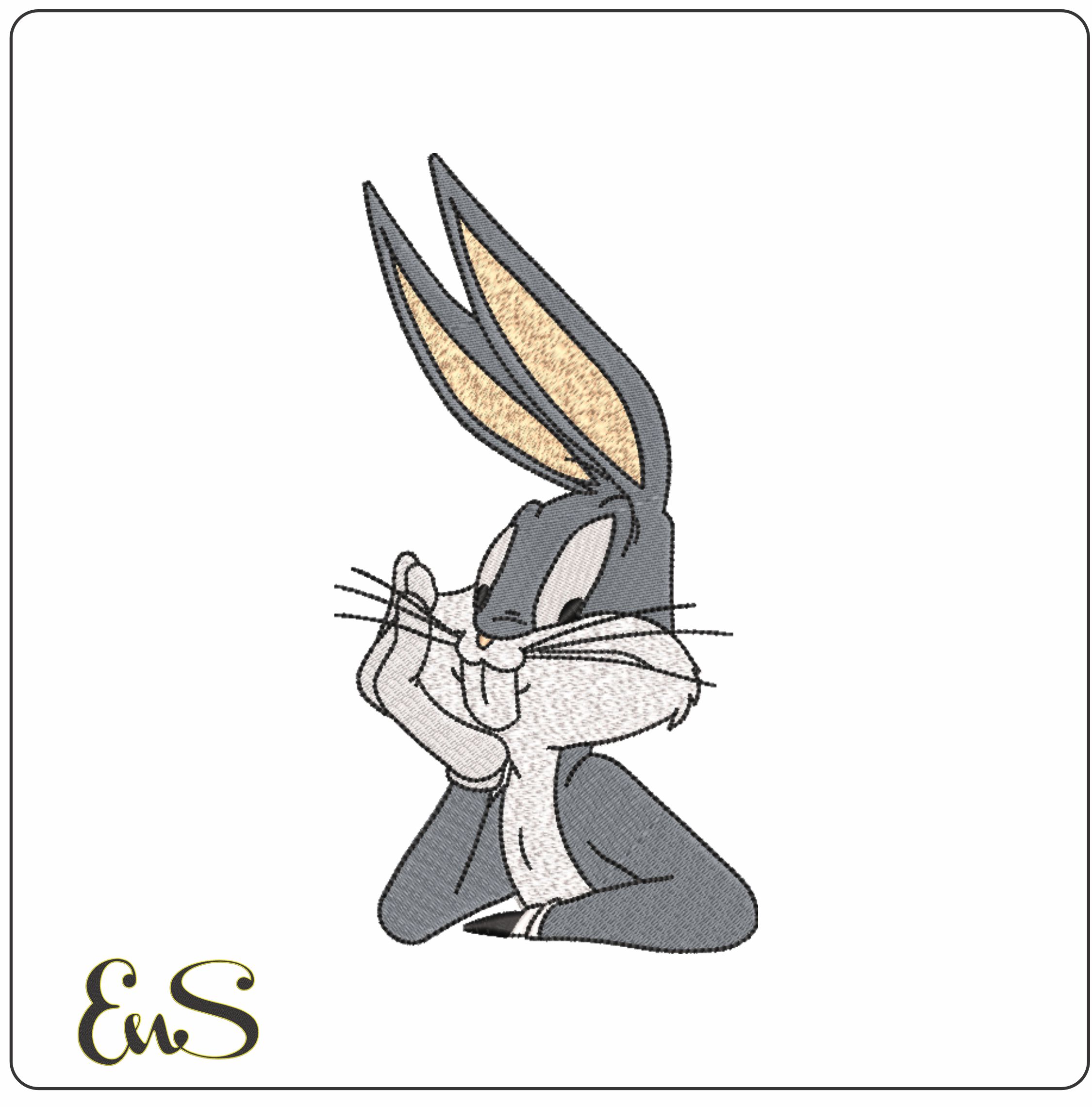 Buggs Bunny Elbow- Elegant embroidery design file - instant download