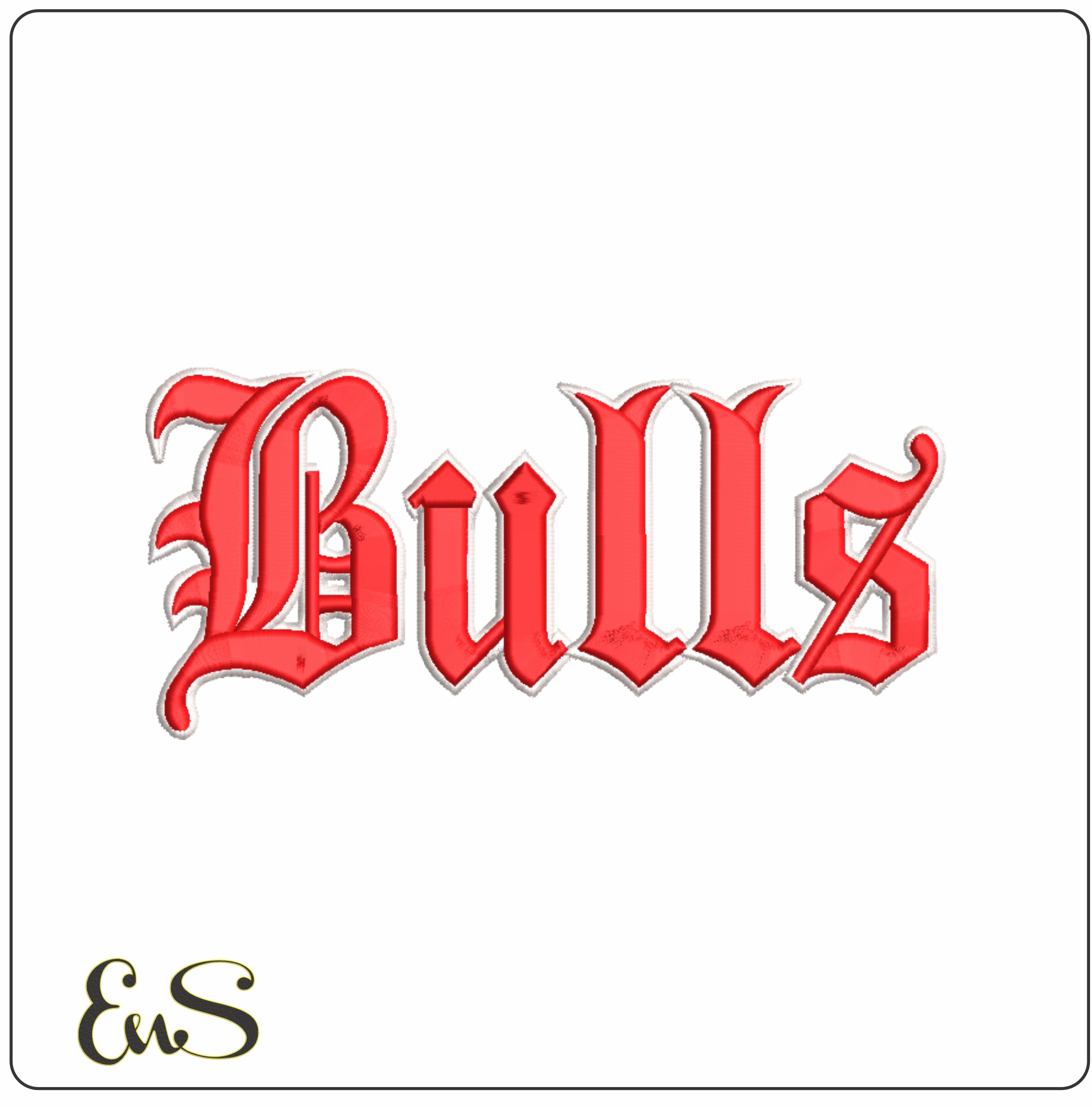 Bulls old English- Elegant embroidery design file - instant download