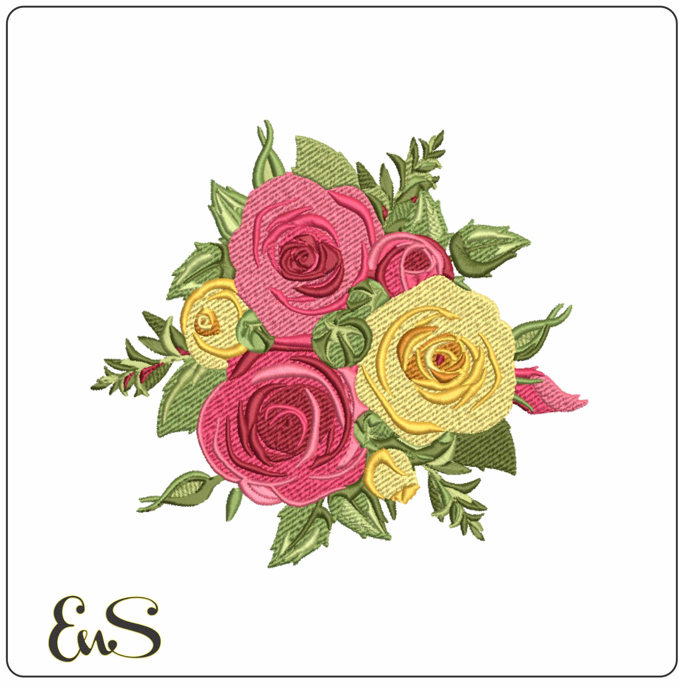Bunch Roses- Elegant embroidery design file - instant download