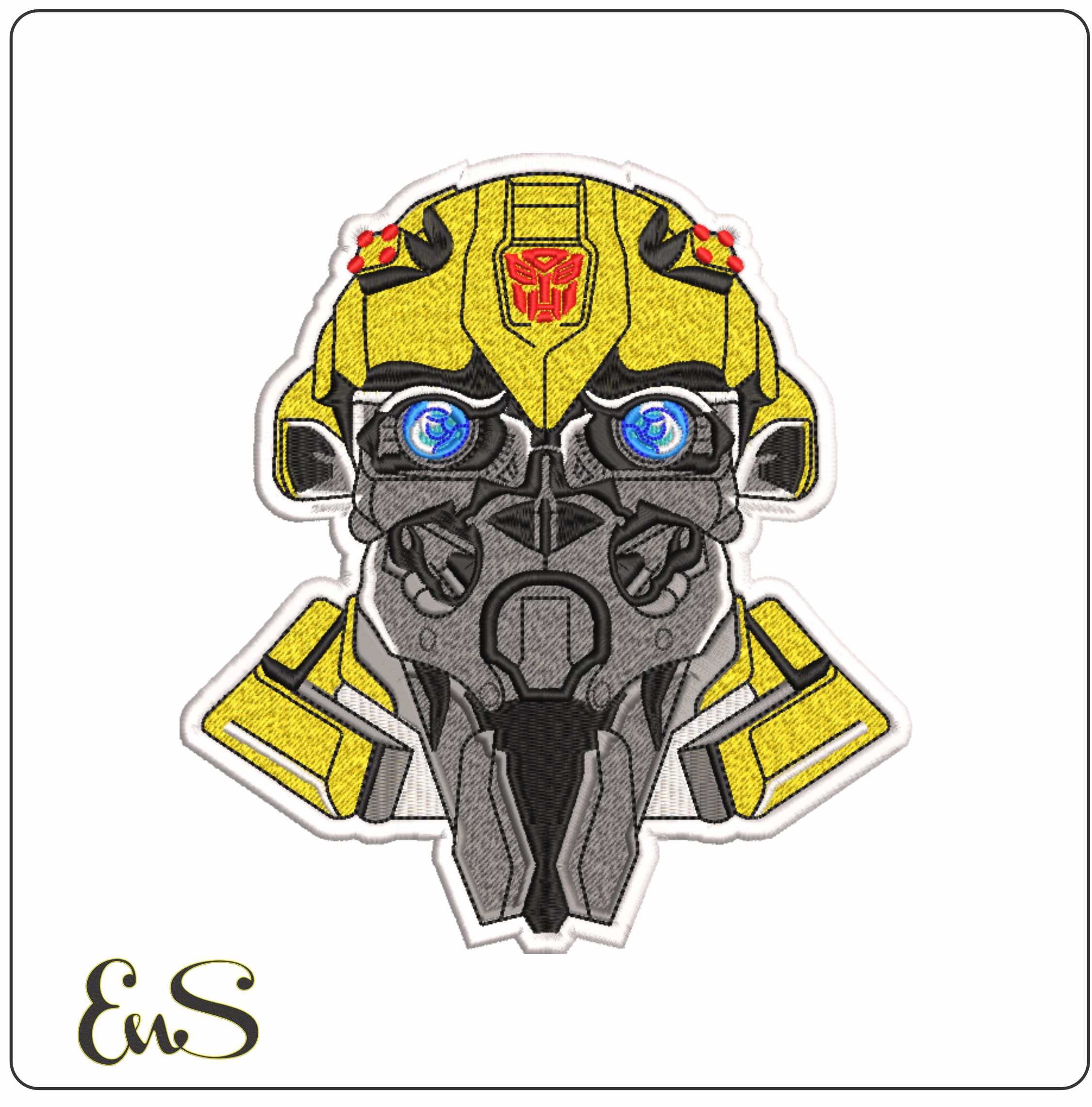Bumble Bee Face - Transformer- Elegant embroidery design file - instant download