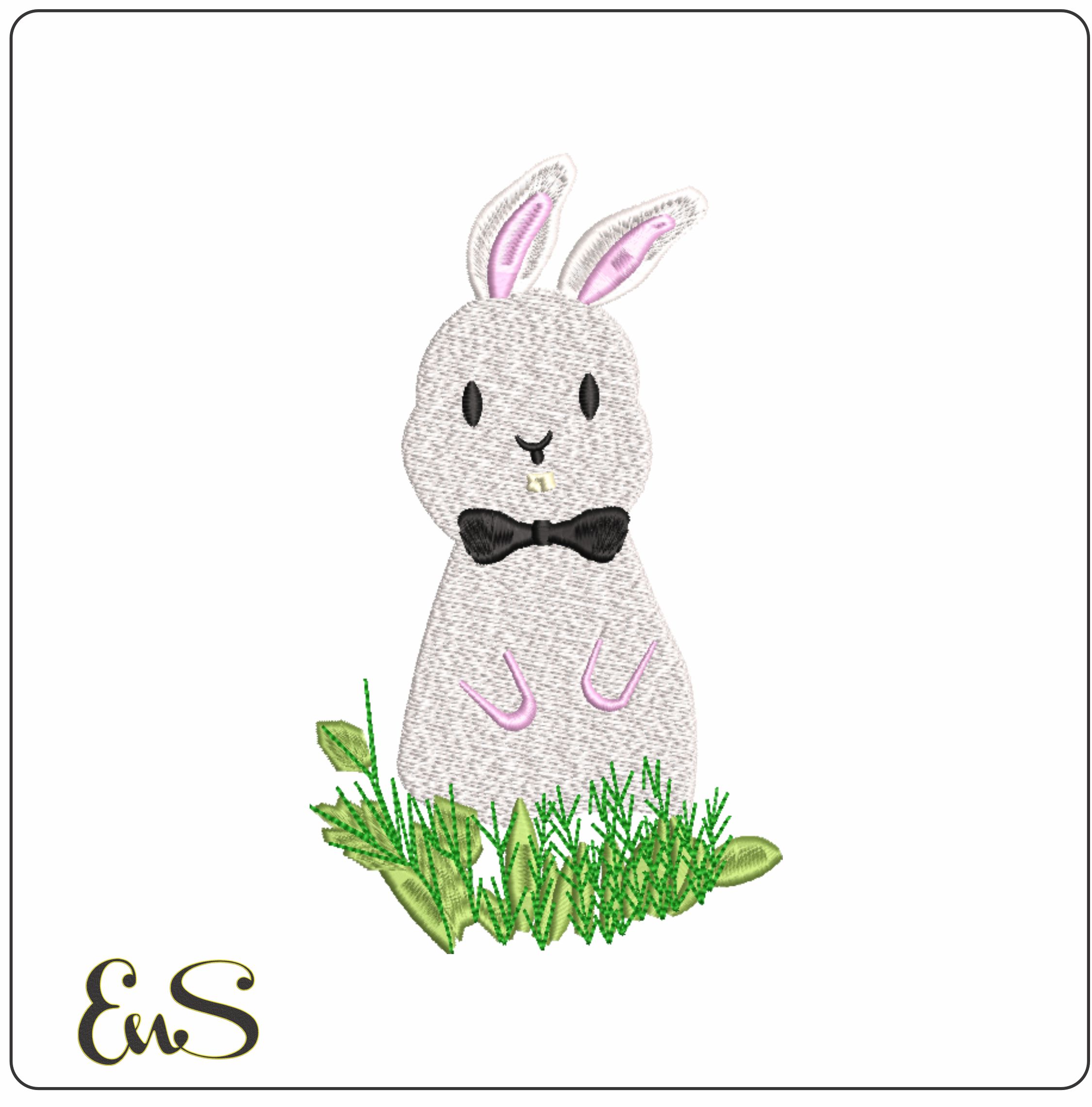 Bunny with Bowtie- Elegant embroidery design file - instant download