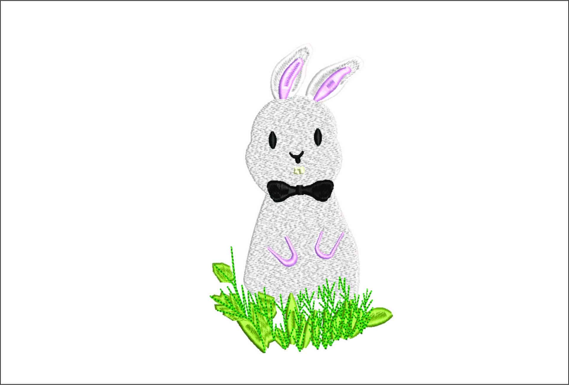 Bunny with Bowtie- Elegant embroidery design file - instant download