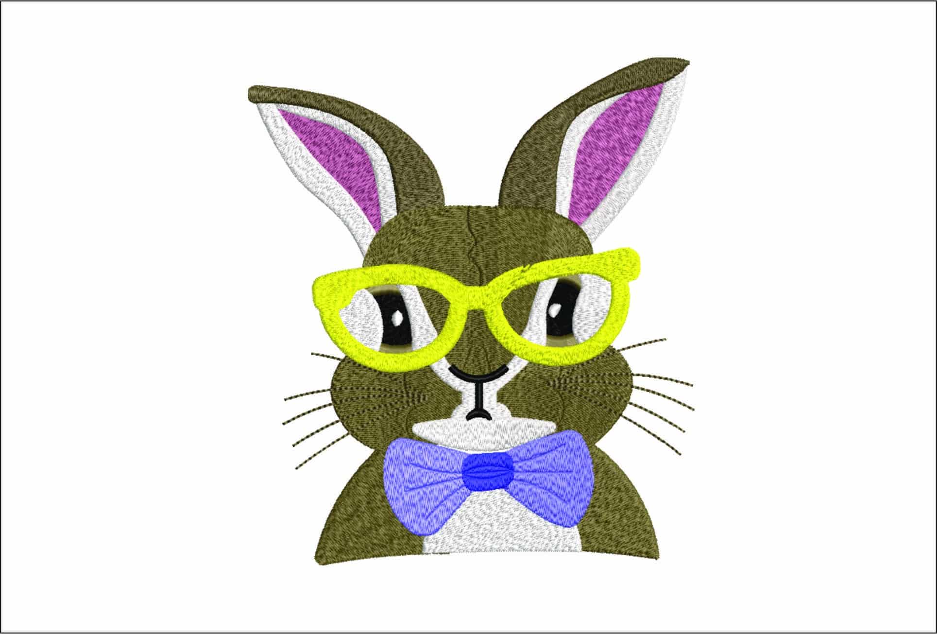 Bunny with Glasses and Bow tie- Elegant embroidery design file - instant download