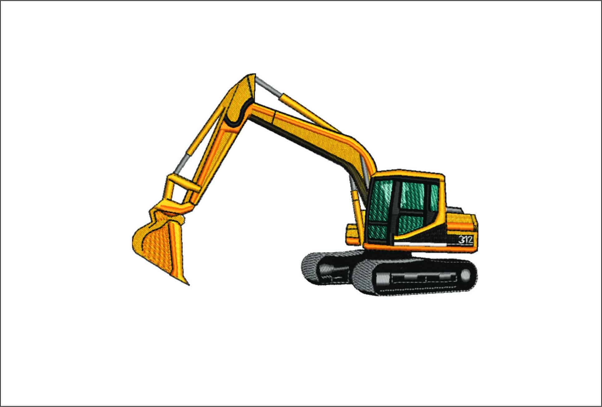 Cat 312 Excavator- Elegant embroidery design file - instant download
