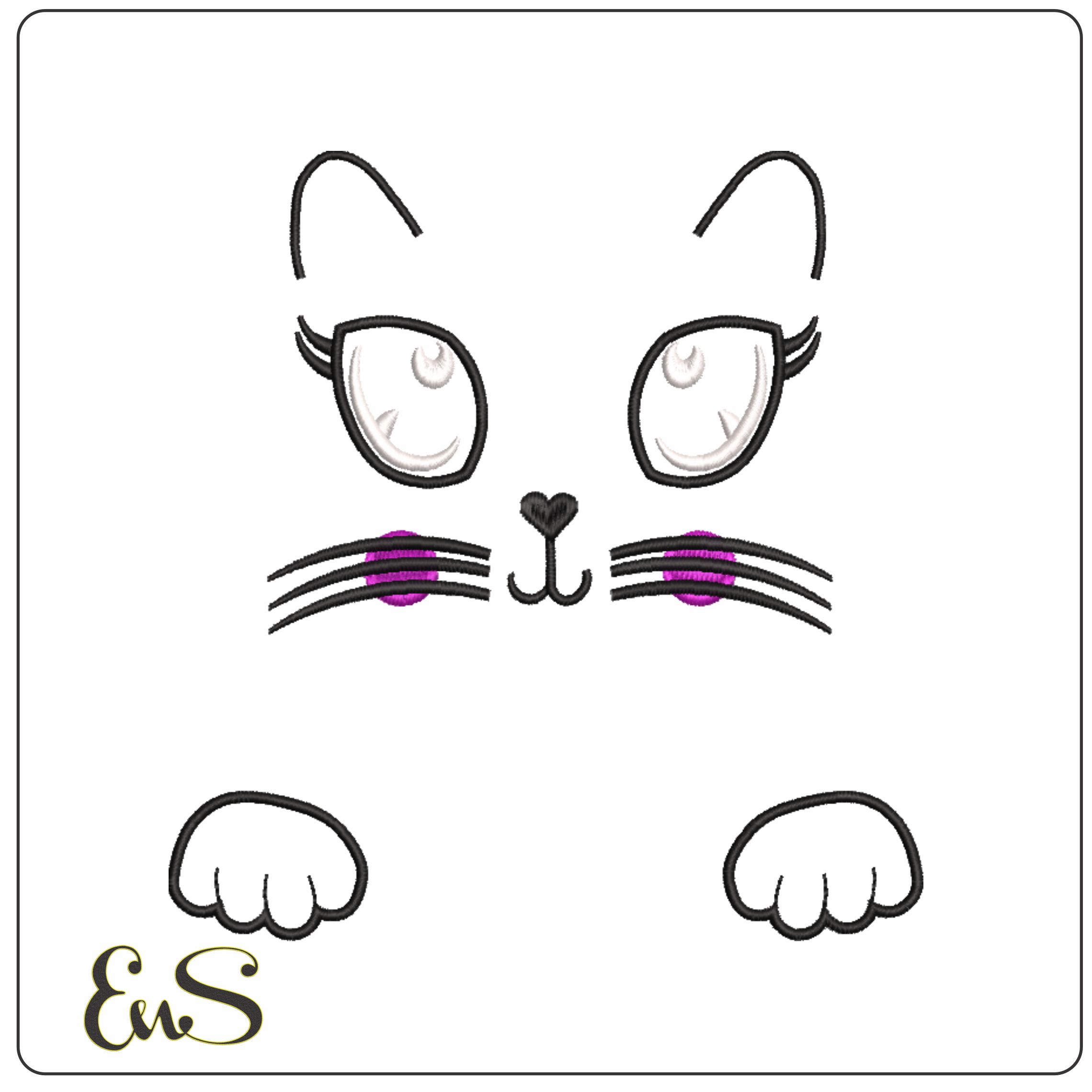 Cats Face- Elegant embroidery design file - instant download