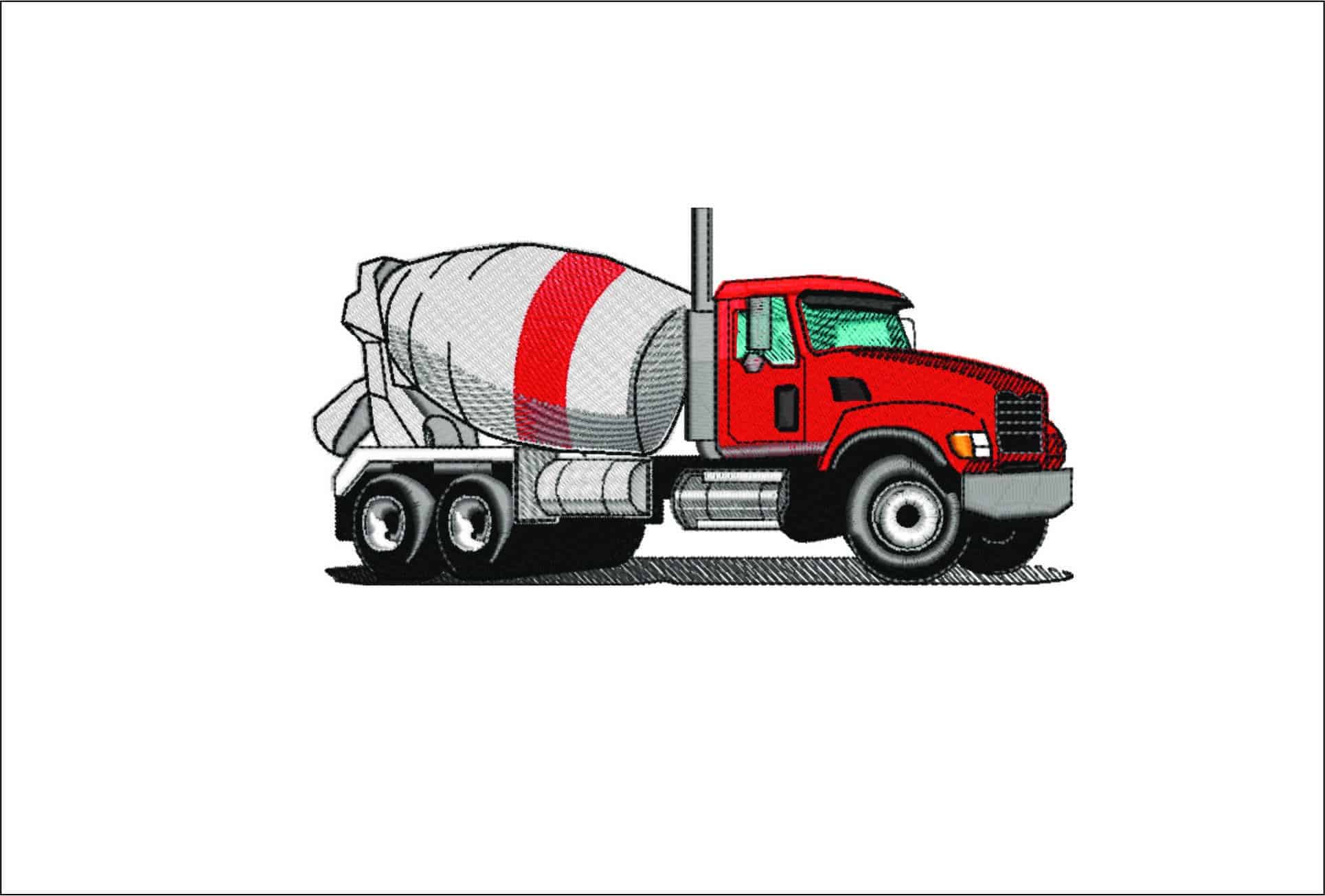 Cement Mixer Truck- Elegant embroidery design file - instant download