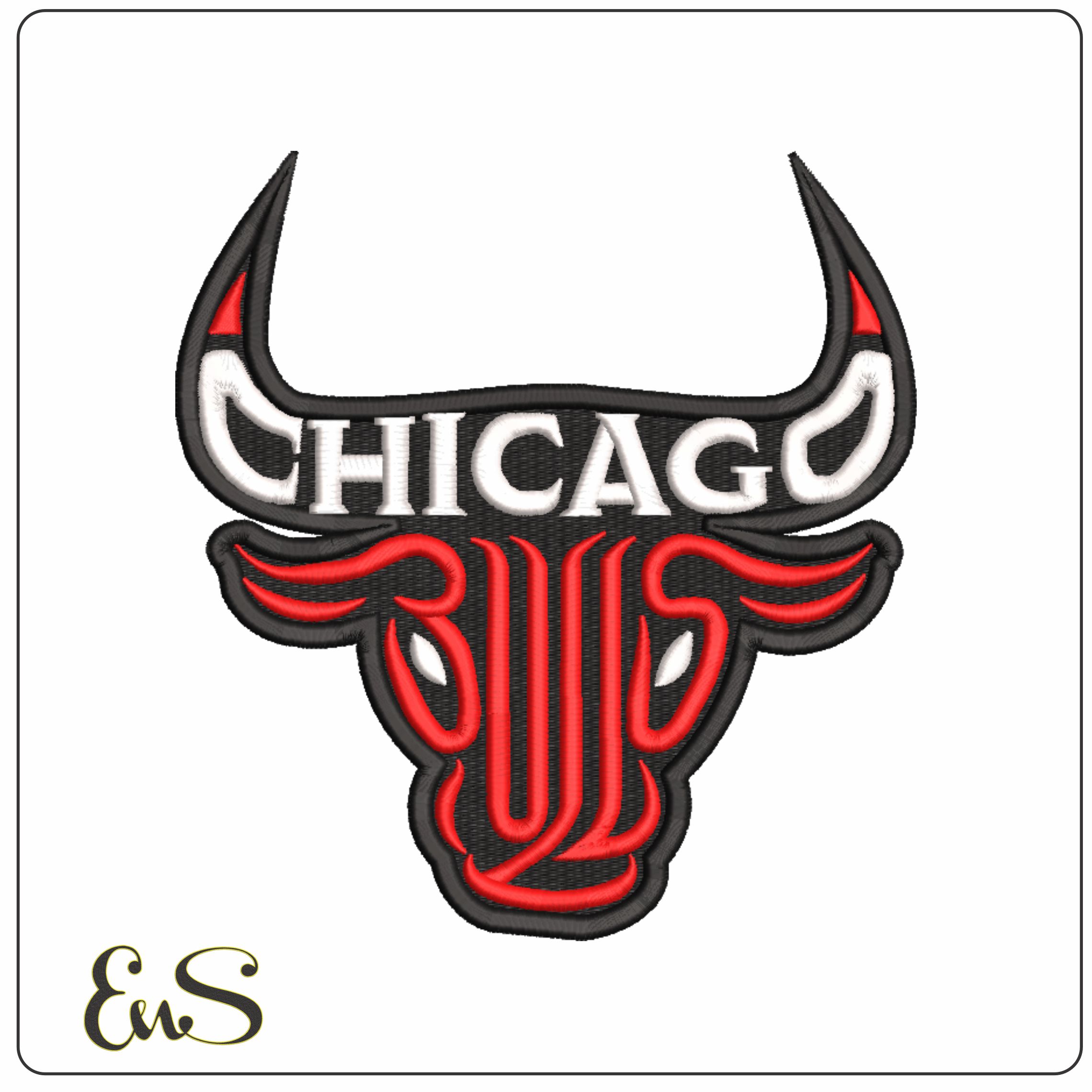 Chicago Bull Face Stylized- Elegant embroidery design file - instant download