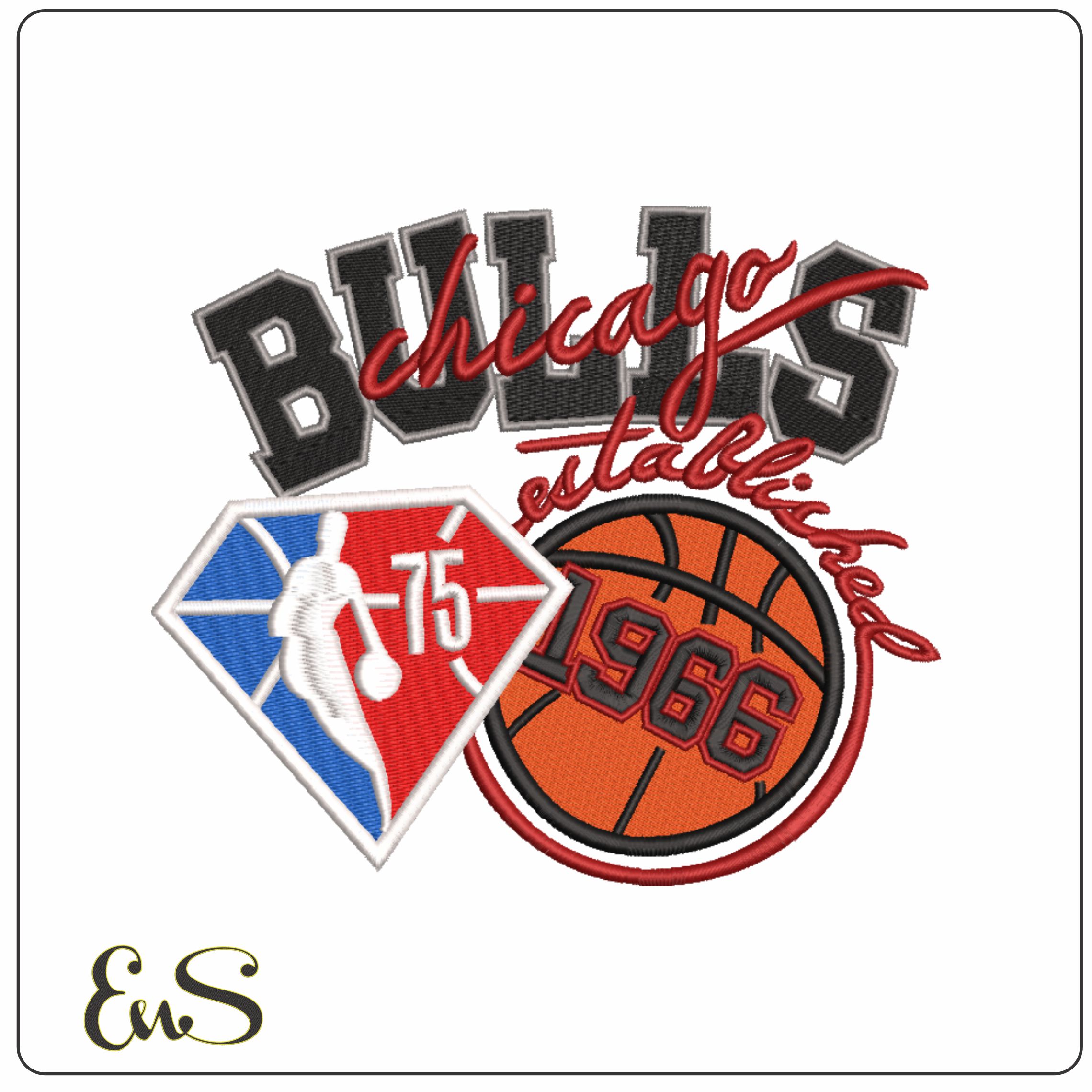 Chicago Bulls Established 1966- Elegant embroidery design file - instant download