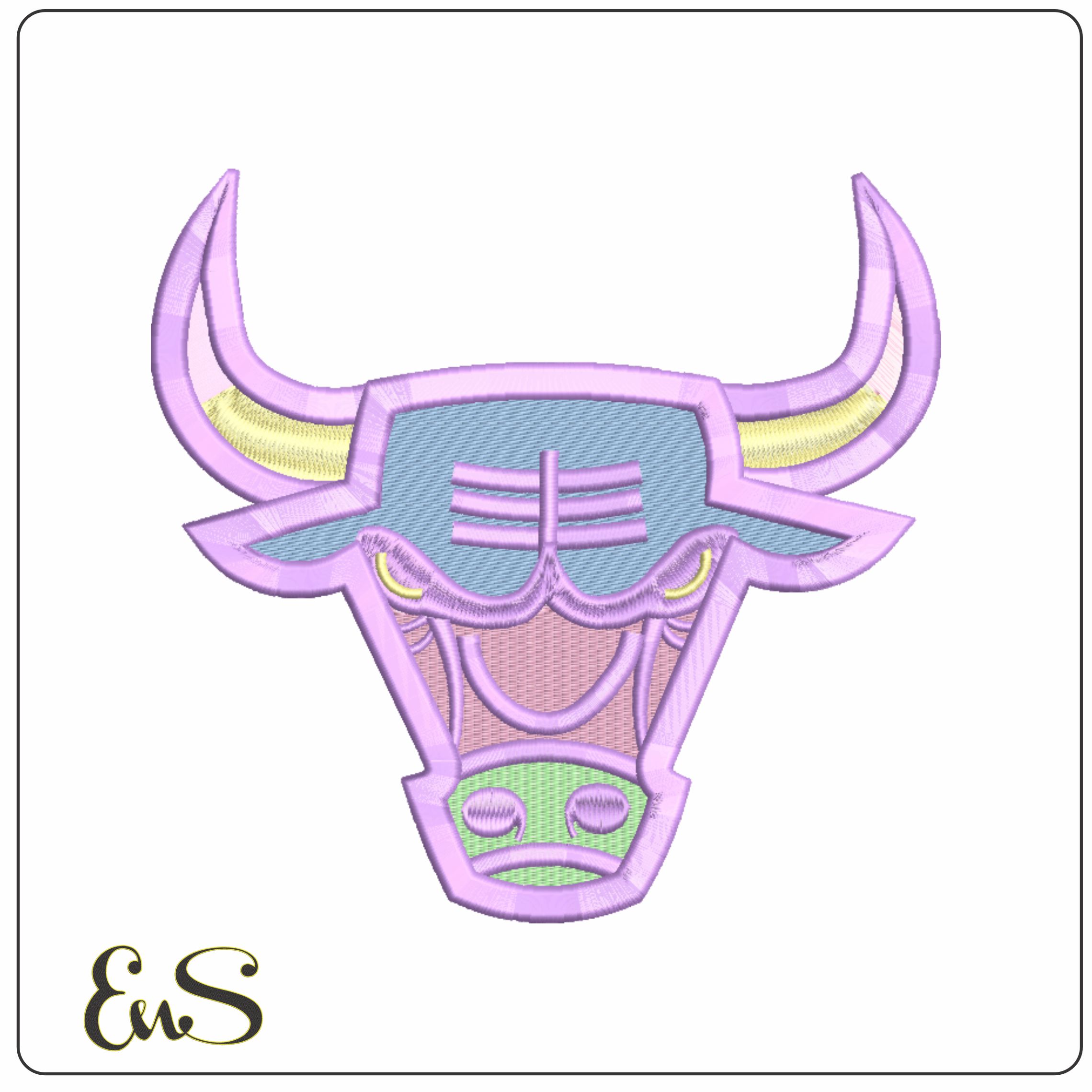 Chicago Bulls Face Pastels- Elegant embroidery design file - instant download