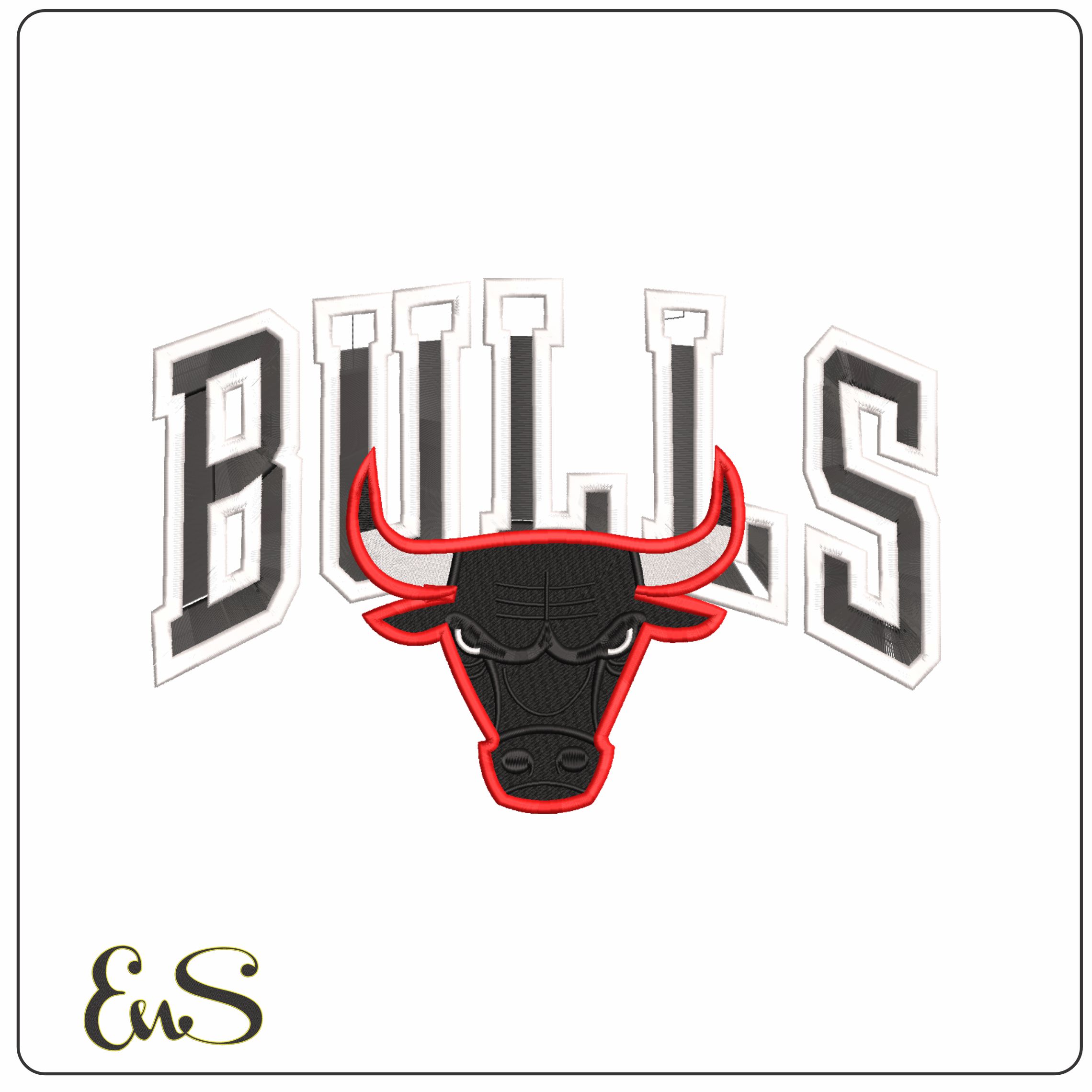 Chicago Bulls with words- Elegant embroidery design file - instant download