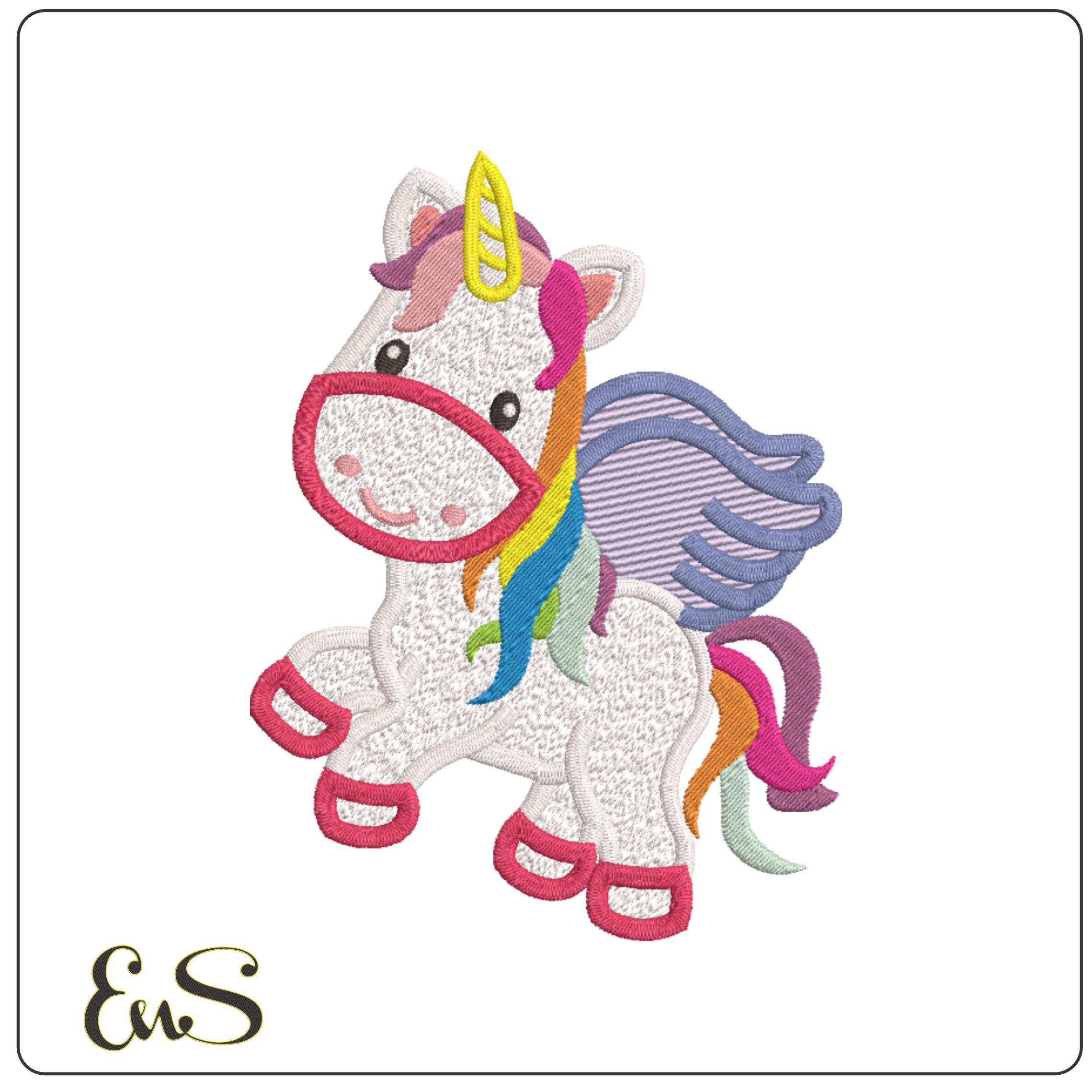 Childrens Unicorn with Wings- Elegant embroidery design file - instant download