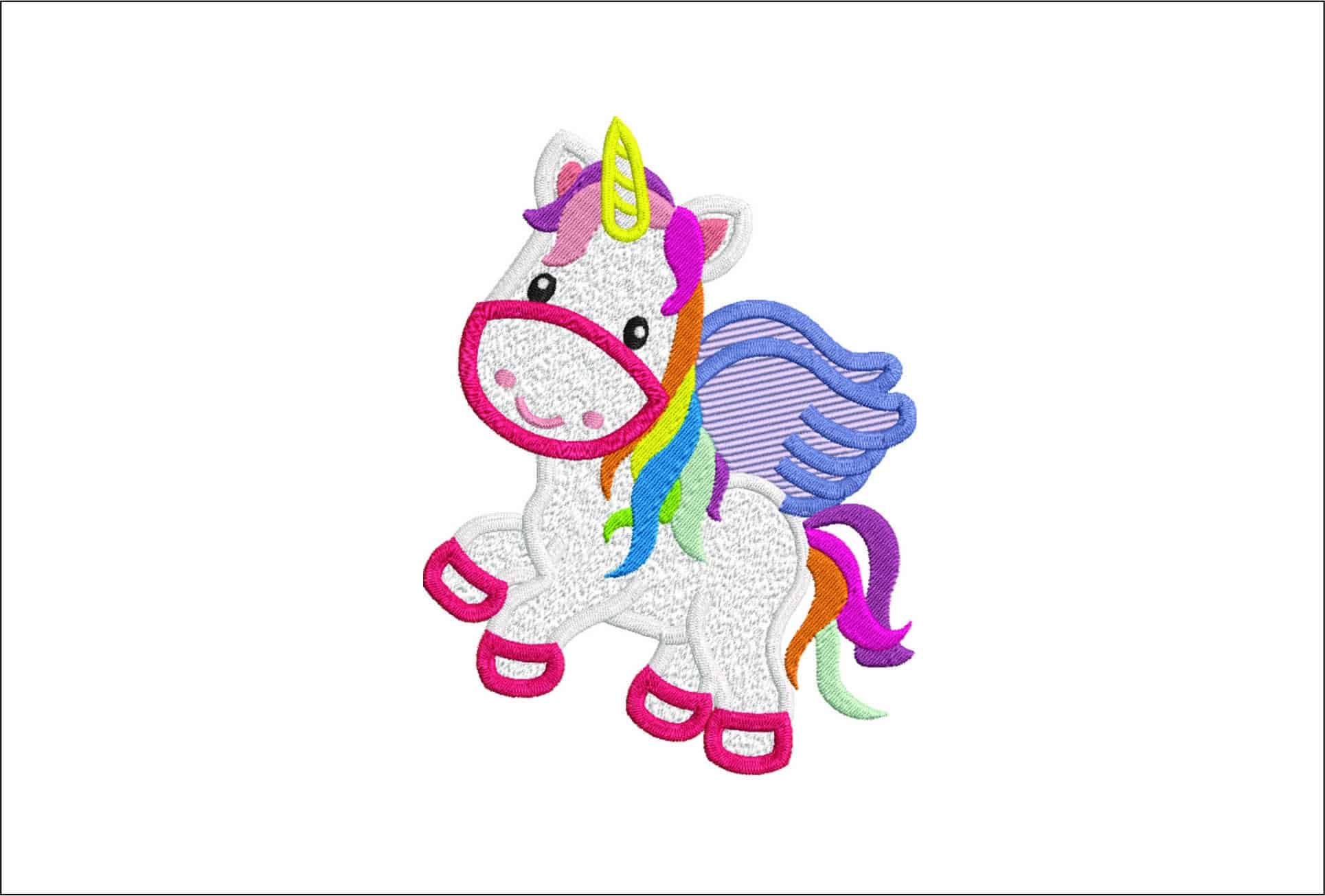 Childrens Unicorn with Wings- Elegant embroidery design file - instant download