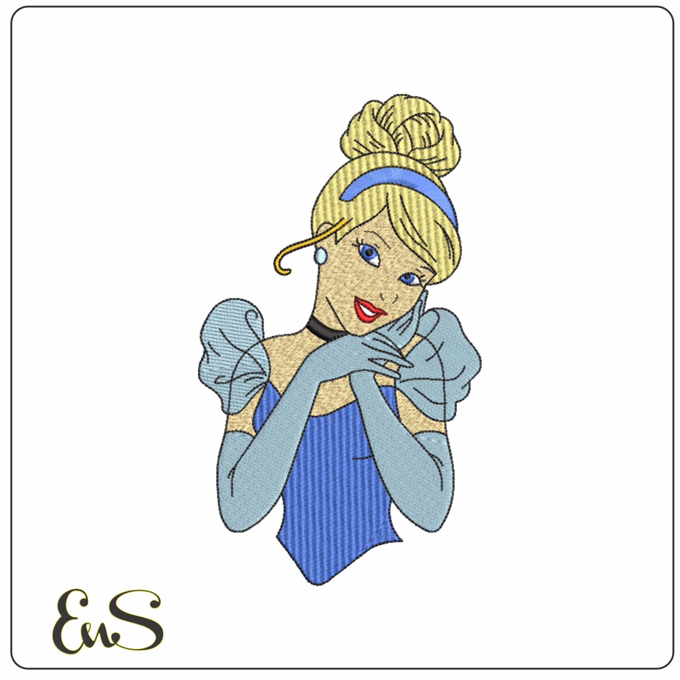 Cinderella- Elegant embroidery design file - instant download