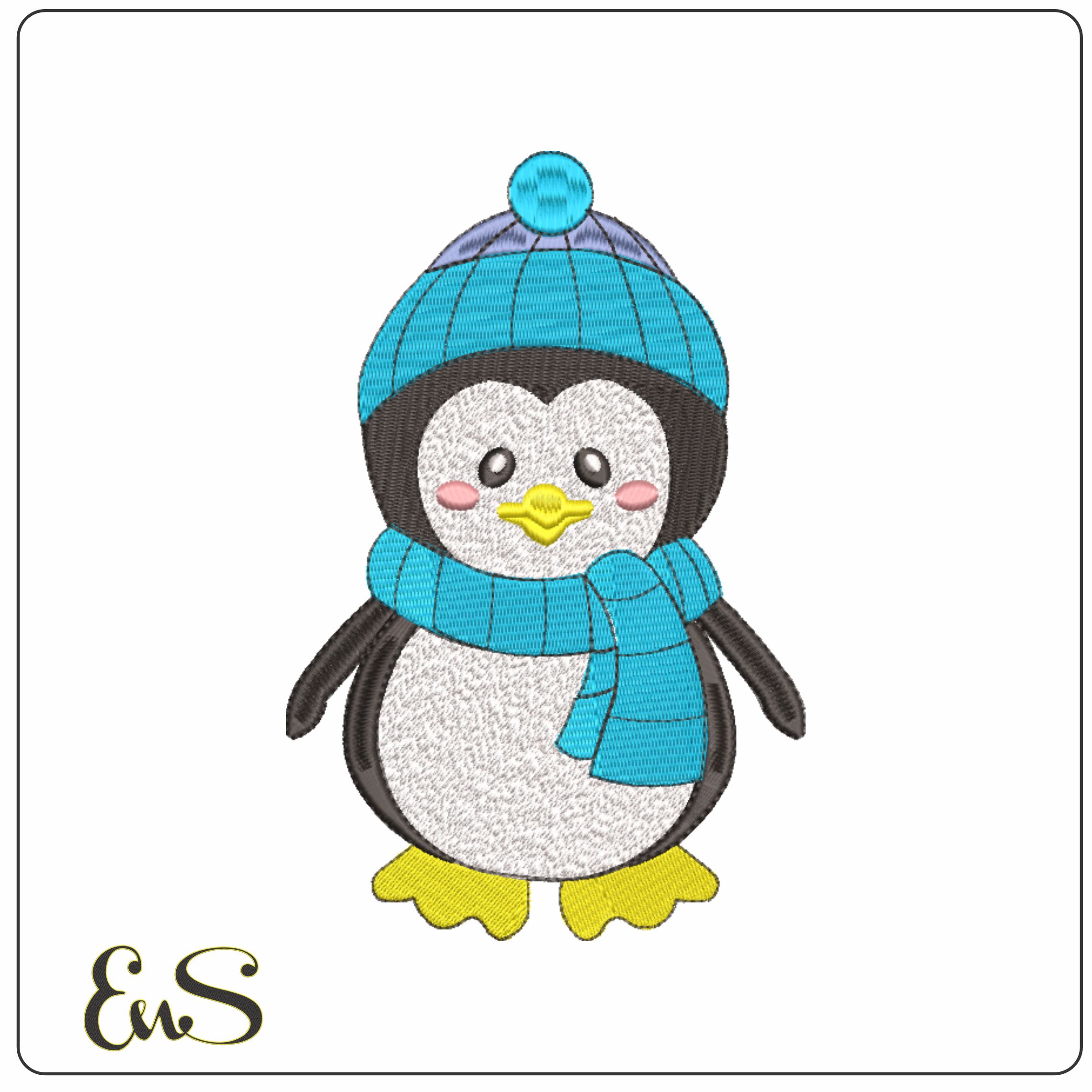 Cold Chilly Penguin- Elegant embroidery design file - instant download