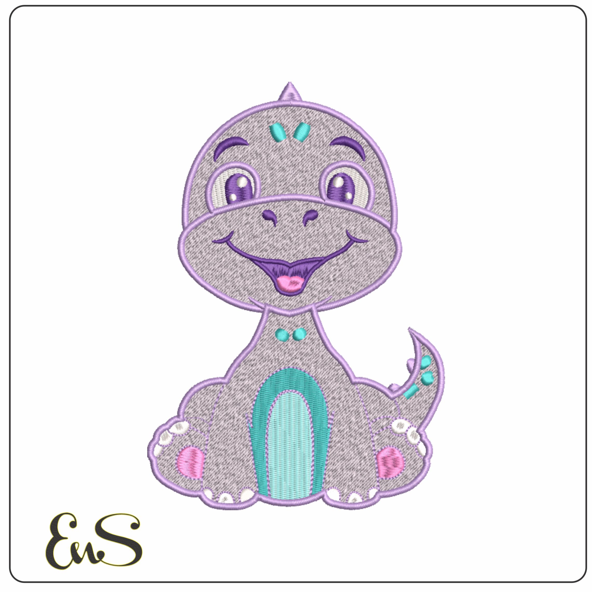 Cute Baby Dinosaur- Elegant embroidery design file - instant download