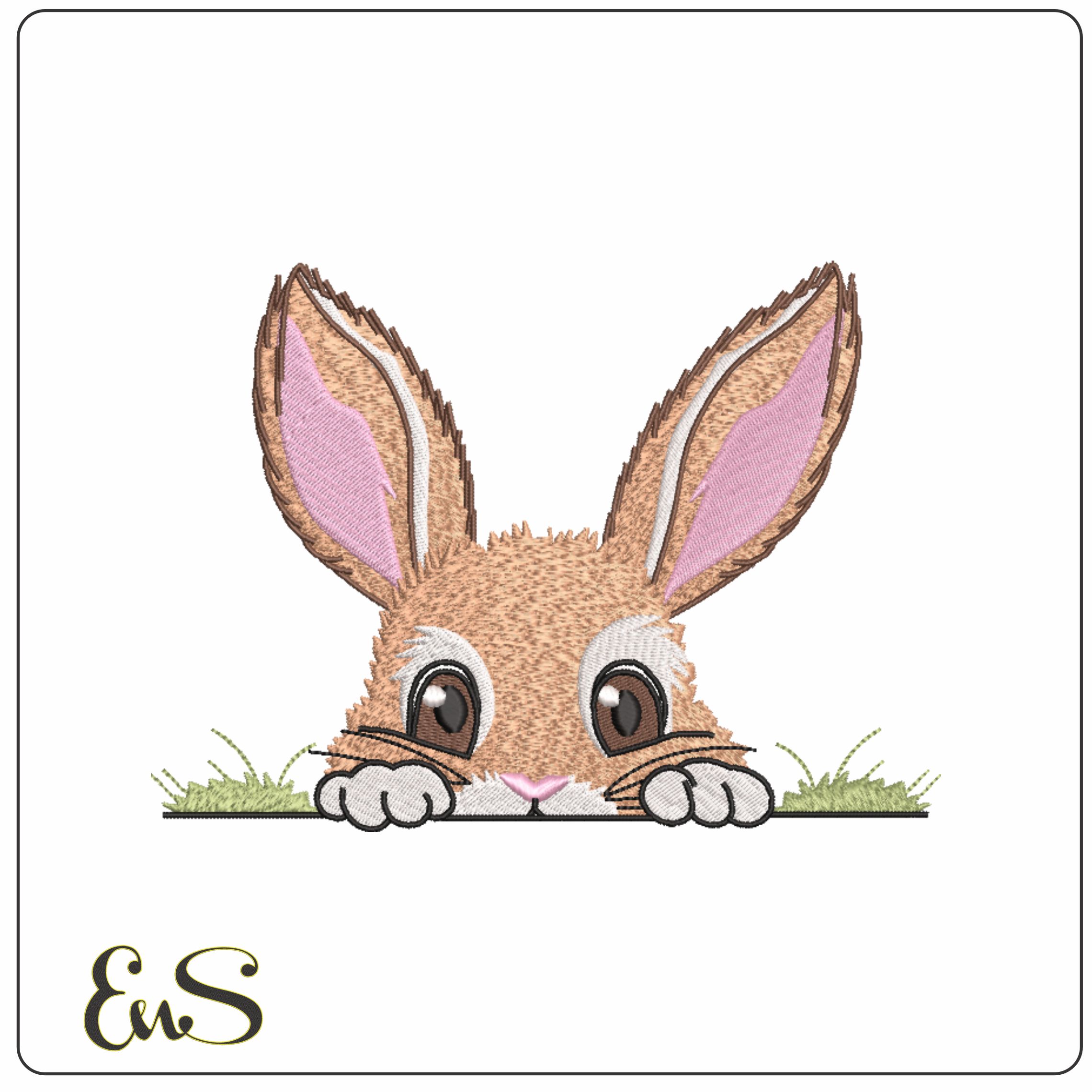 Cute Bunny peeking- Elegant embroidery design file - instant download