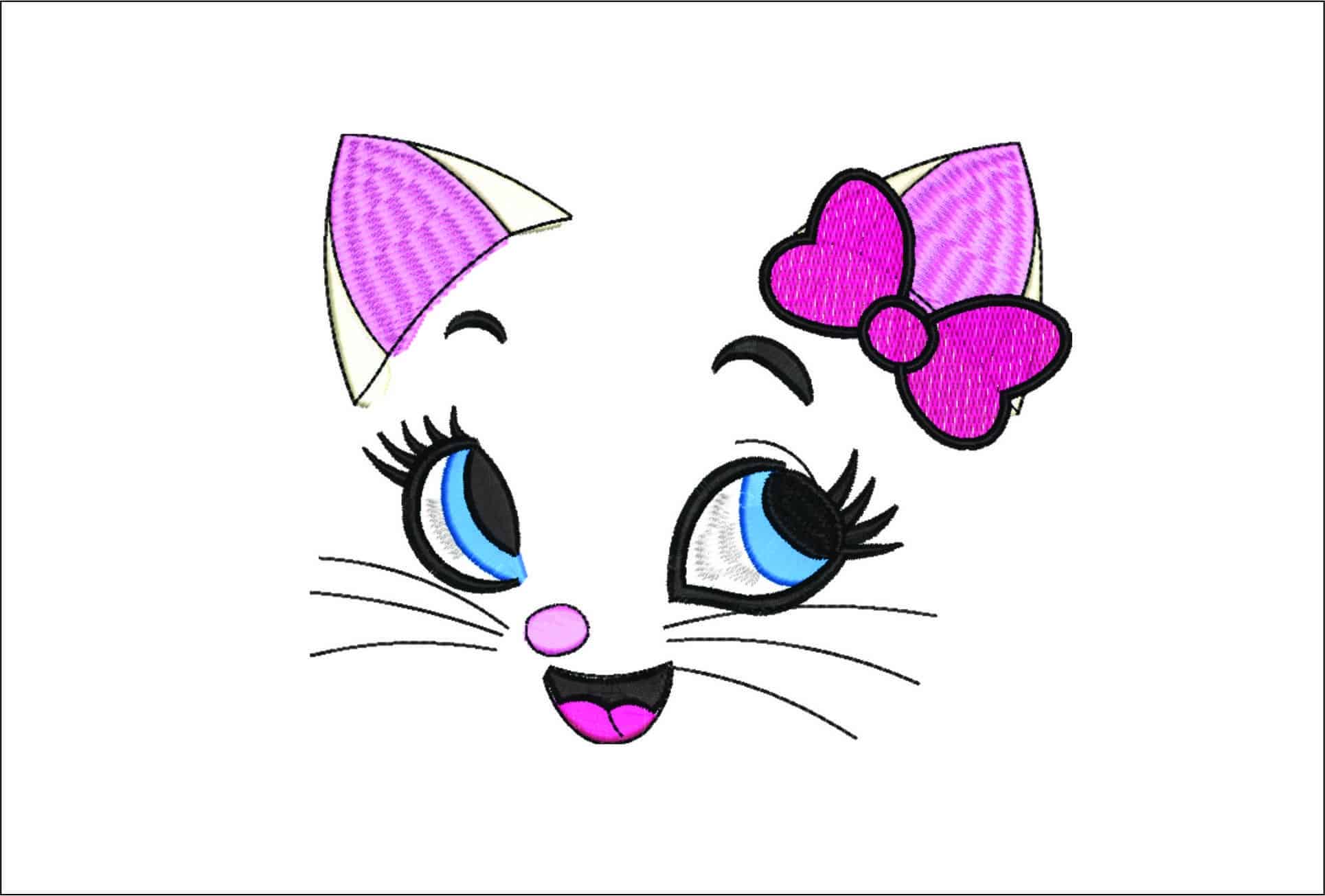 Cute Kitty Face- Elegant embroidery design file - instant download
