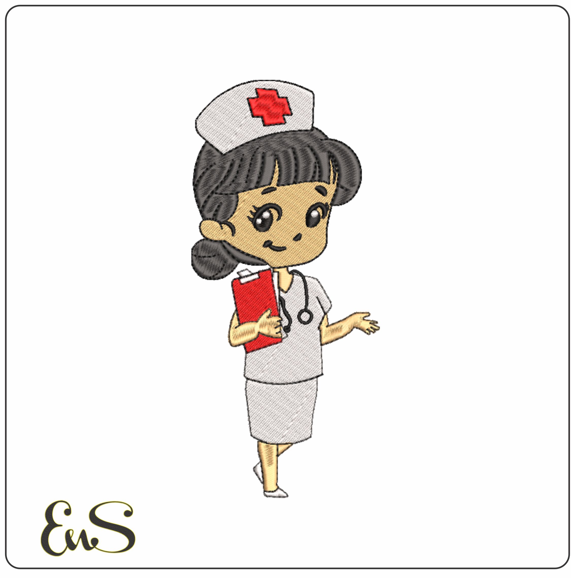 Cute Nurse- Elegant embroidery design file - instant download